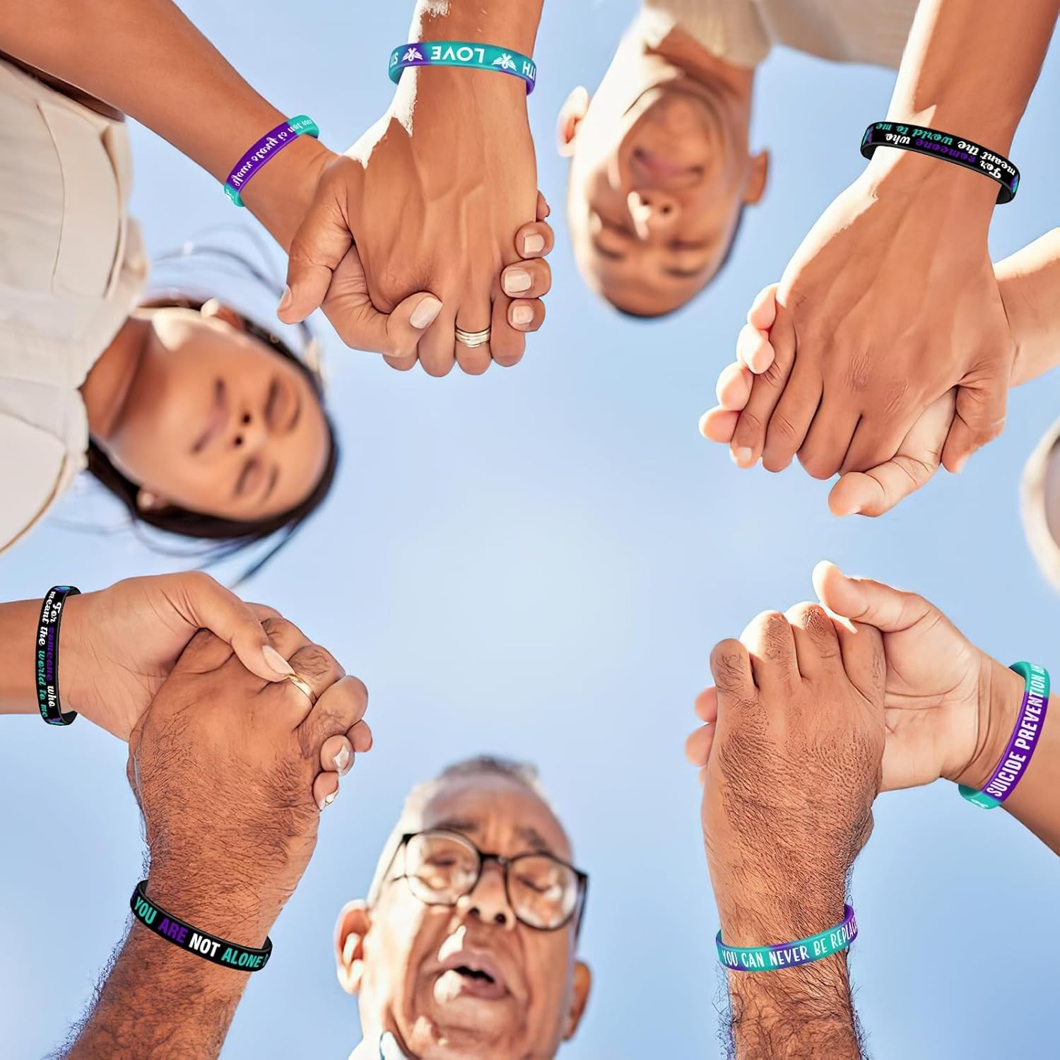 JUNEBRUSHS 42pcs Suicide Prevention Awareness Silicone Bracelets Multicolor