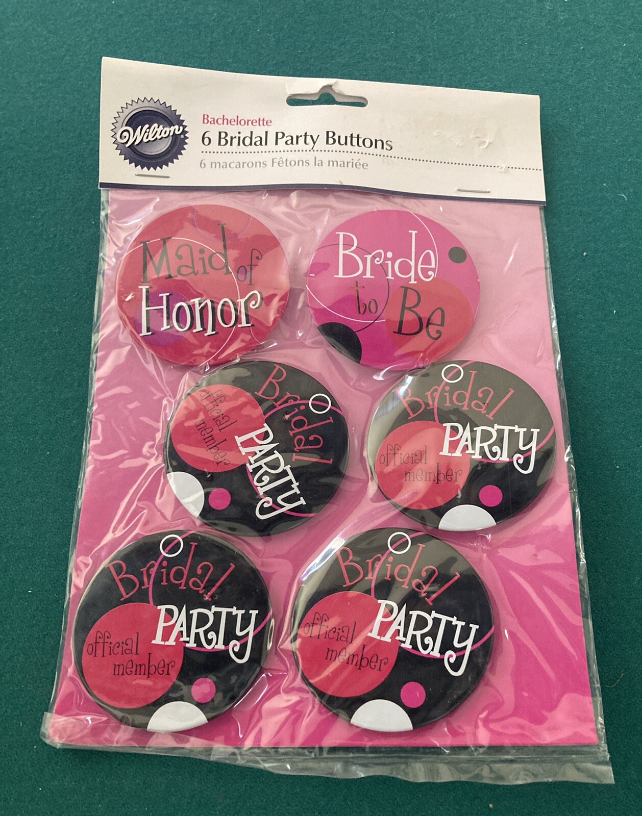 Bachelorette Party Buttons (6) Bride – Maid of Honor & 4 Bridal Party Brand New!