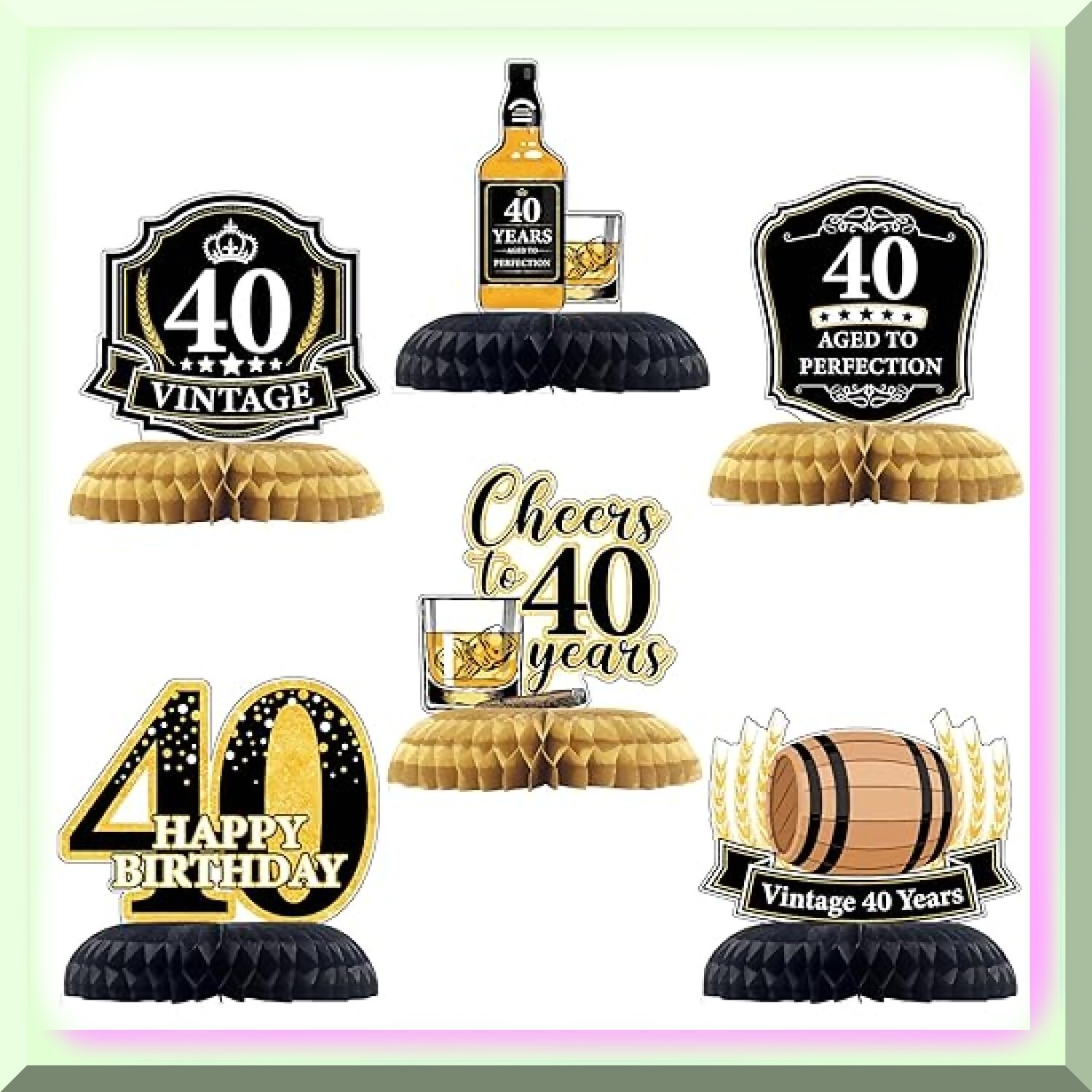Vintage Whiskey 40th Birthday Honeycomb Centerpieces