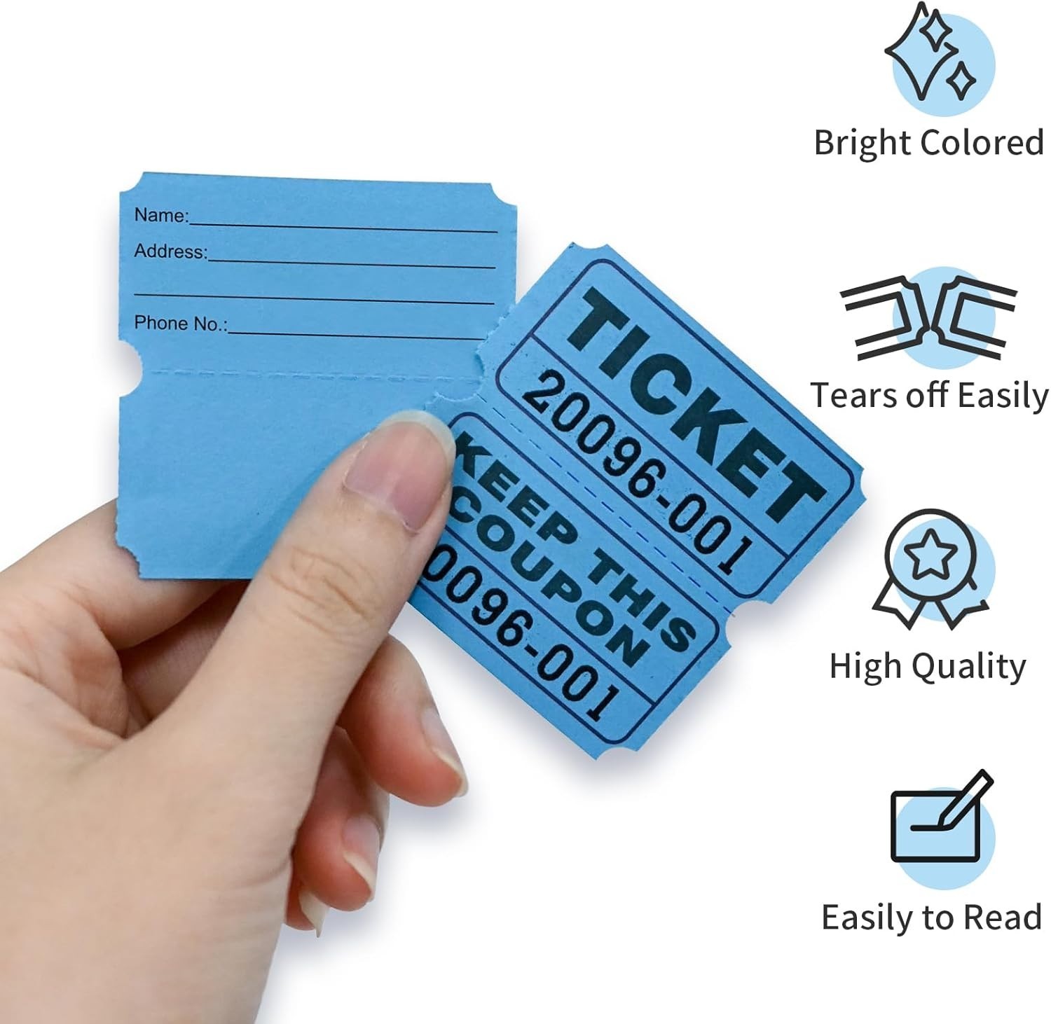 Consecutive Numbered Raffle Tickets – 1000 Double Stubs for School Dances
