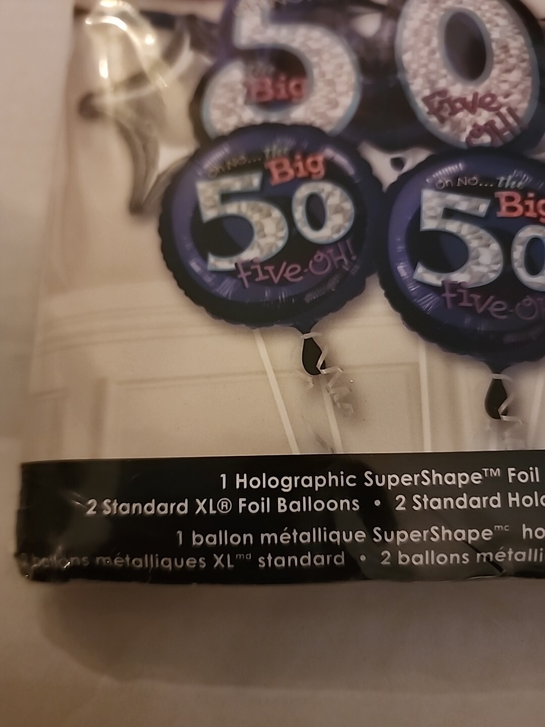 50th Birthday Party Balloon Bouquet 5ct Holographic Foil 26″ 18″ & 19″ Sizes