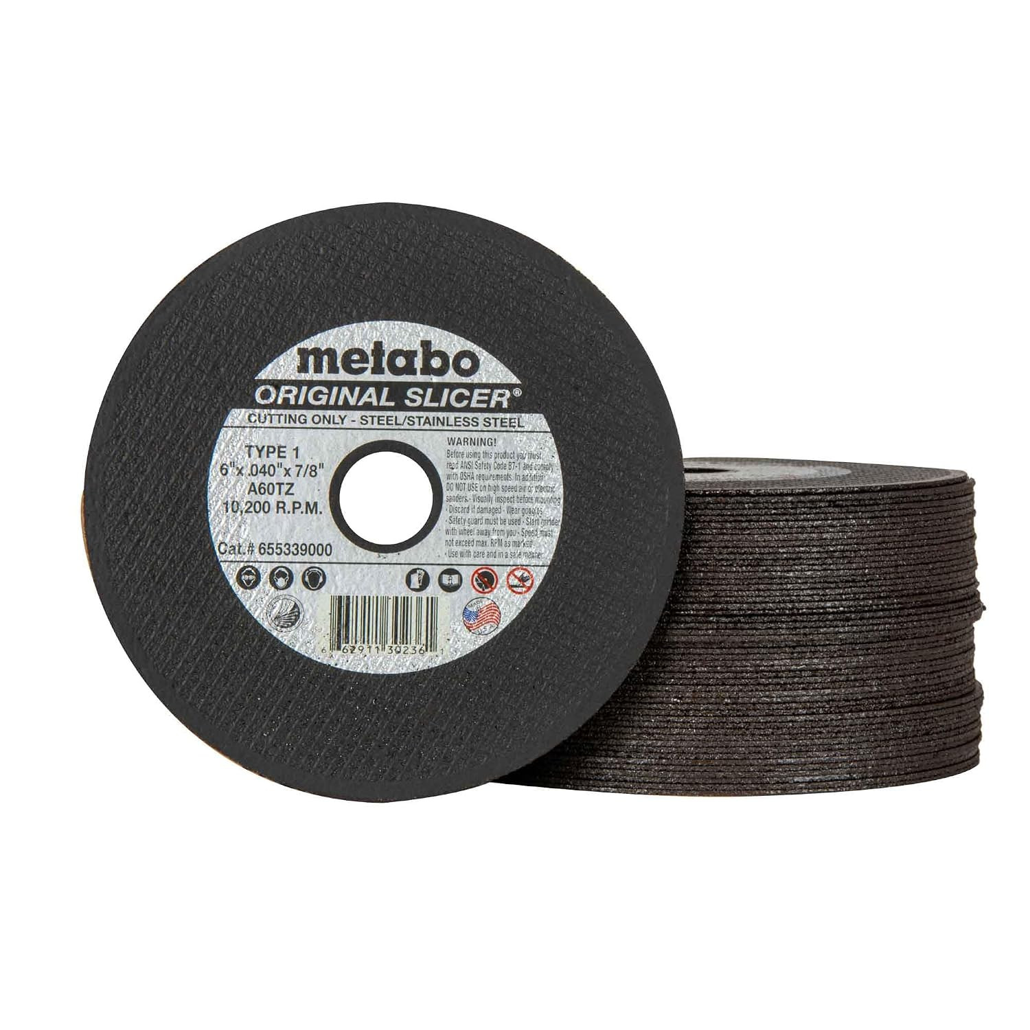 Metabo 655339000 50-Pack | 6-Inch Original Slicer® Cutting Wheel | Type 1 | 6″ X