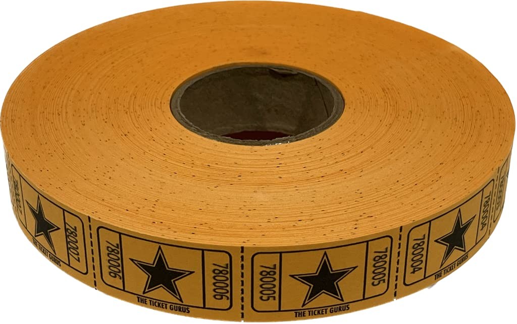 Star Raffle Tickets Single Roll Consecutively Numbered 2000 Count 4 Rolls Kit