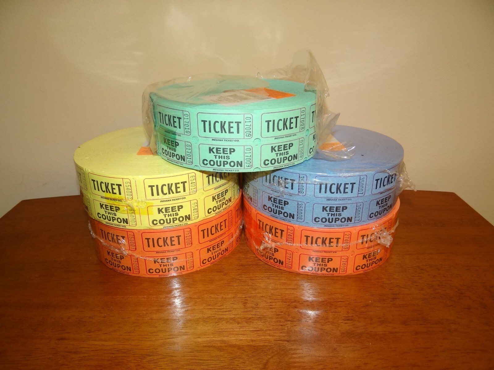 Amscan Raffle Tickets 10,000 Total 5 Double Rolls 50/50 Carnival – NEW