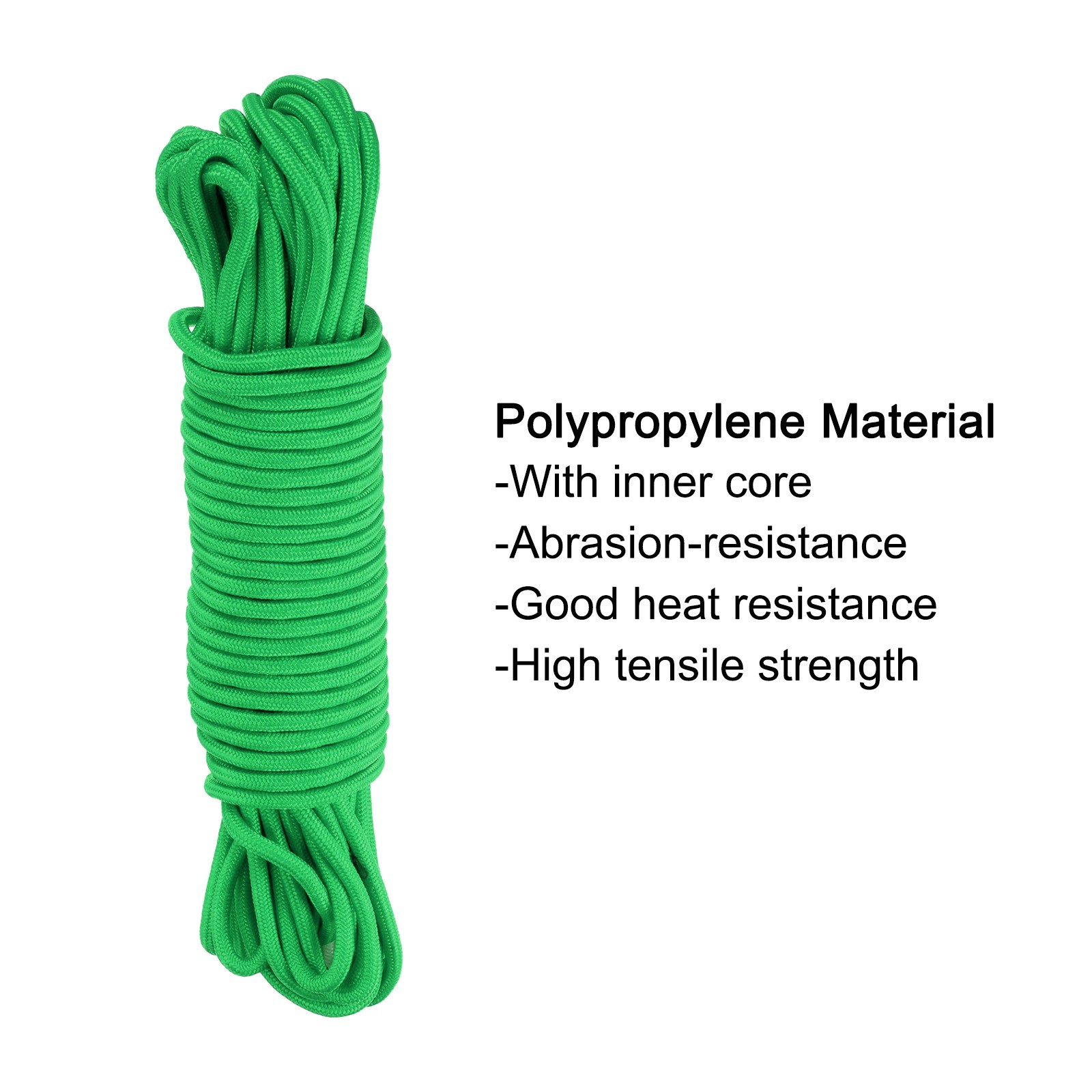 30M/98.5ft 3/8″ Green Braided Polypropylene Rope for Indoor/Outdoor Use