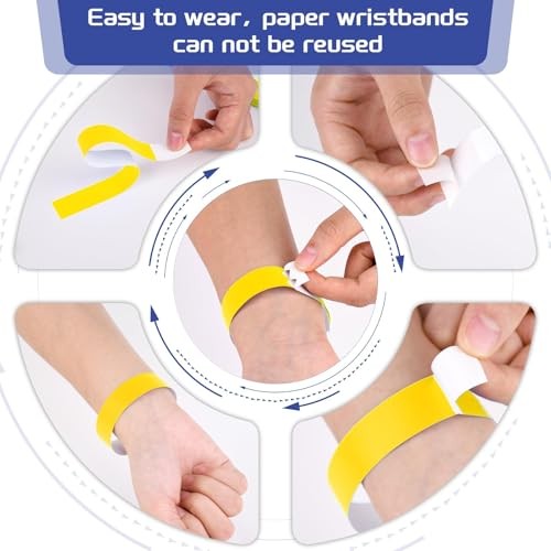 2000 Pcs Paper Wristbands for Events Waterproof Neon Wrist Bands Yellow