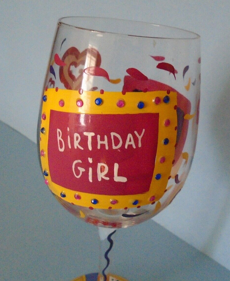 Birthday Girl Wine Glass Birthday Party Gift Lolita Brand Hand-Painted