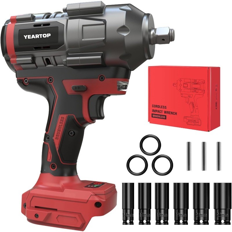 mpact Wrench 1/2 inch for Miwaukee 18V Battery, 900Ft-lbs(1200N.m) Brushless