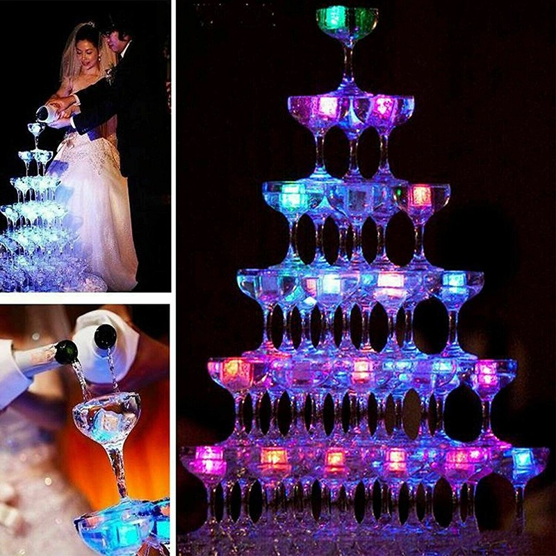 Light Up Ice Cubes 12Pcs Multi Color Led Ice Cubes for Drinks Cocktails Reusable
