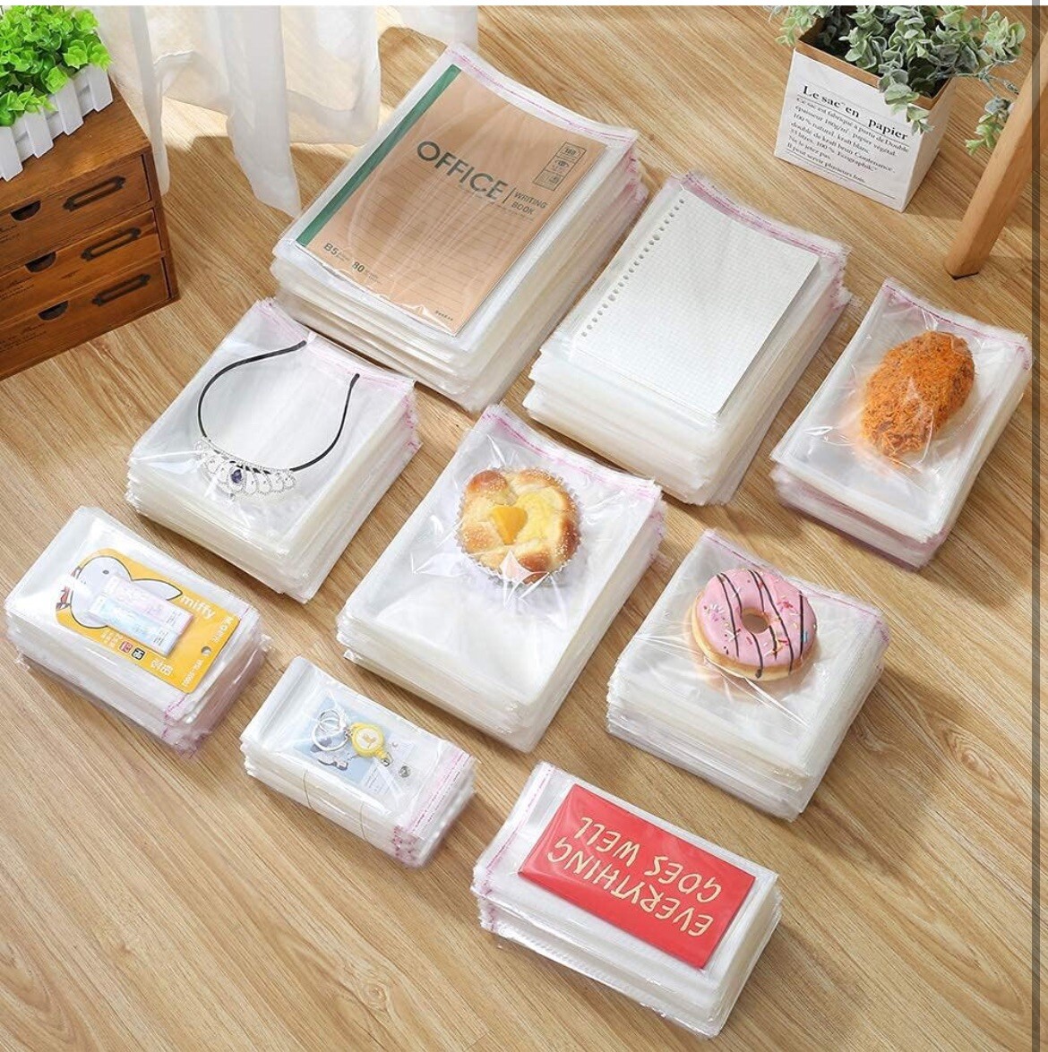 1000 Clear Resealable Self Adhesive Cello Lip Tape Self Seal Bags 1.6 Mil New