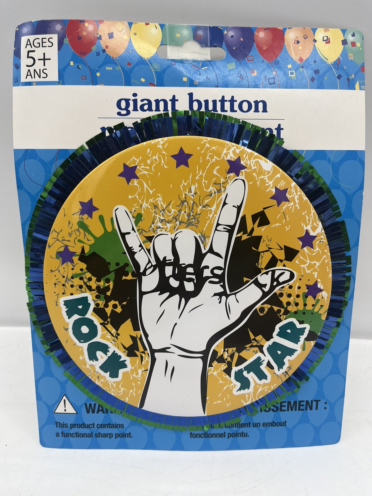 5.5″ Giant ROCK STAR Button Birthday Party Gift Novelty Concert Sports Pin