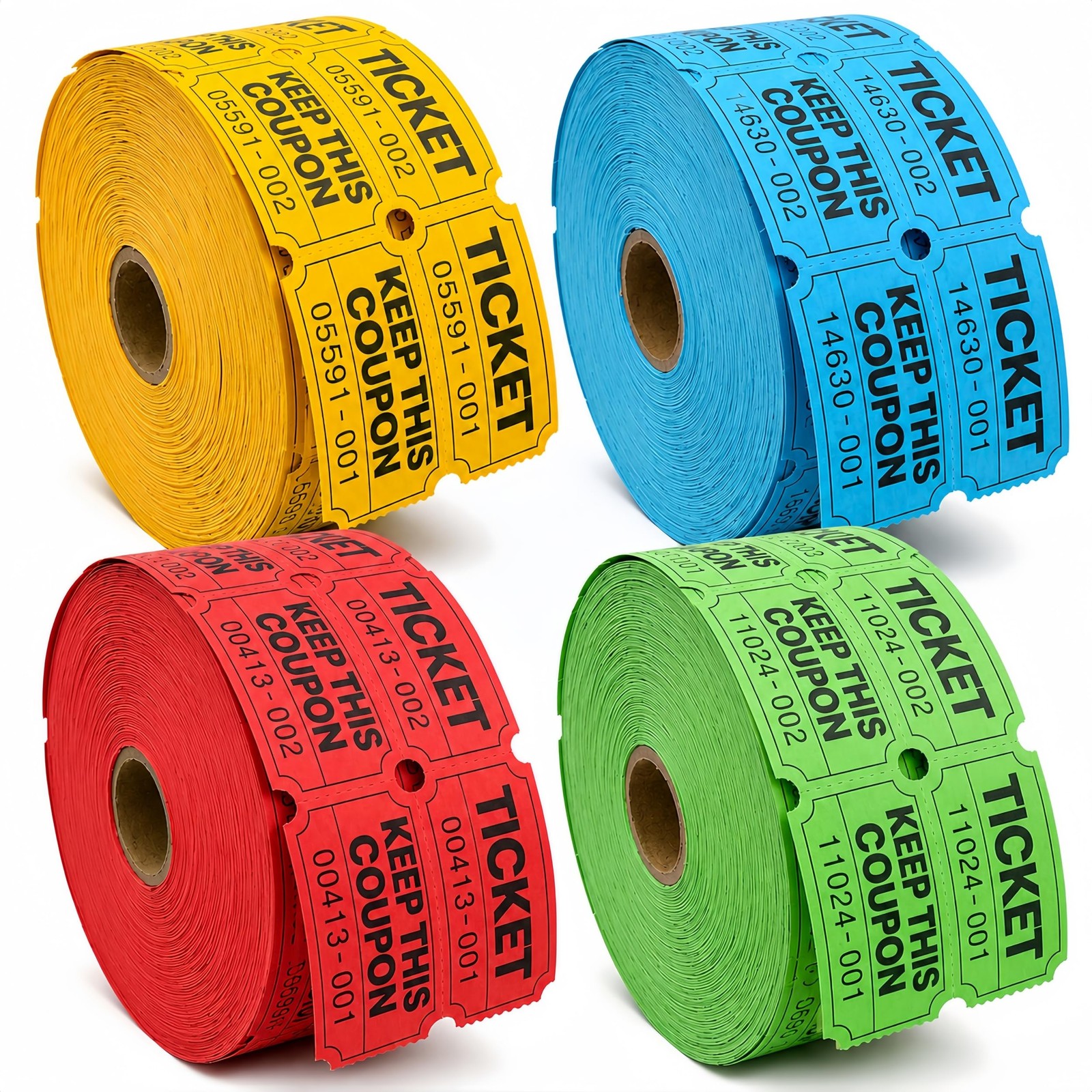 4000 Pairs Double Raffle Tickets â€“ 4 Assorted Colors (Pink, Blue, Red, Purp…