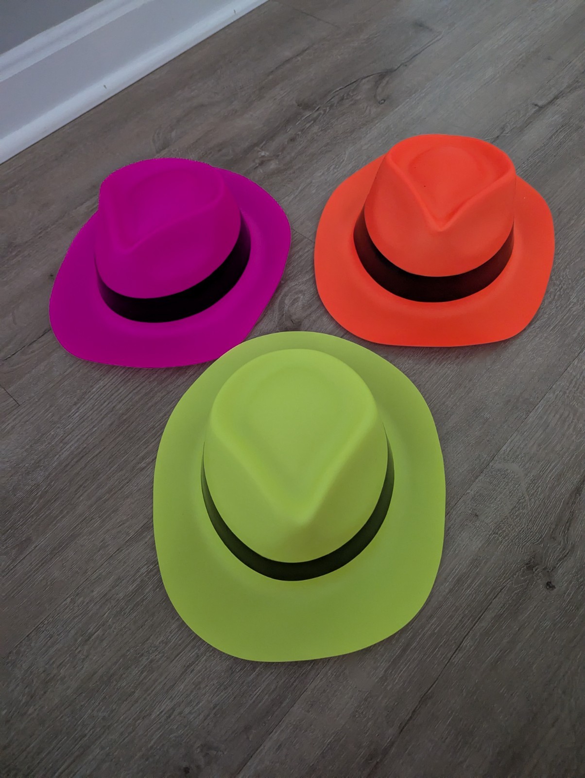 Set of 10 Neon Plastic Fedora Party Hats Glow Party 80’s Party