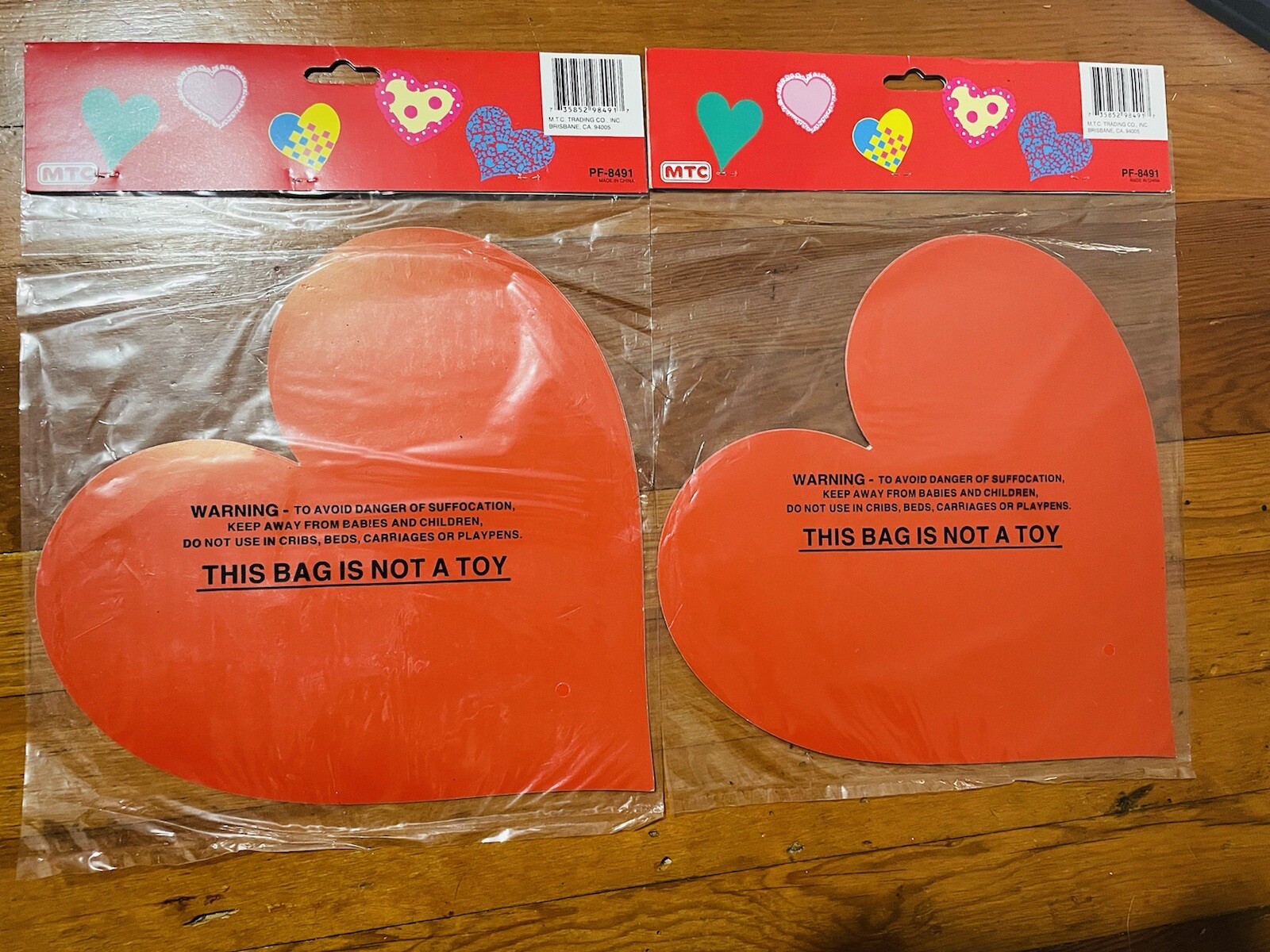 Lot Of 2 Foil Heart Cutouts Printed On Both Sides