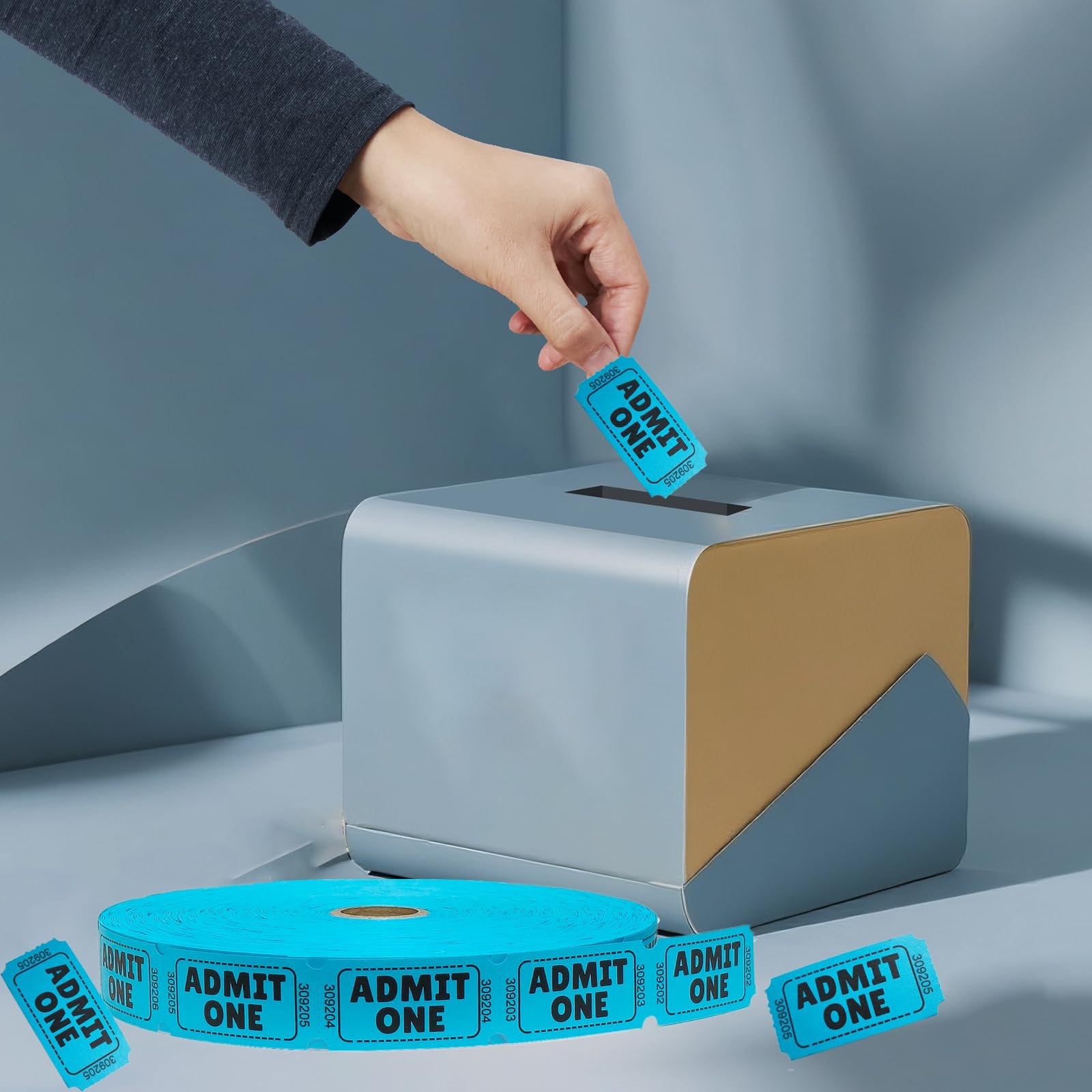 Admit One Raffle Tickets Single Roll Blue Consecutively Numbered 2200 Count
