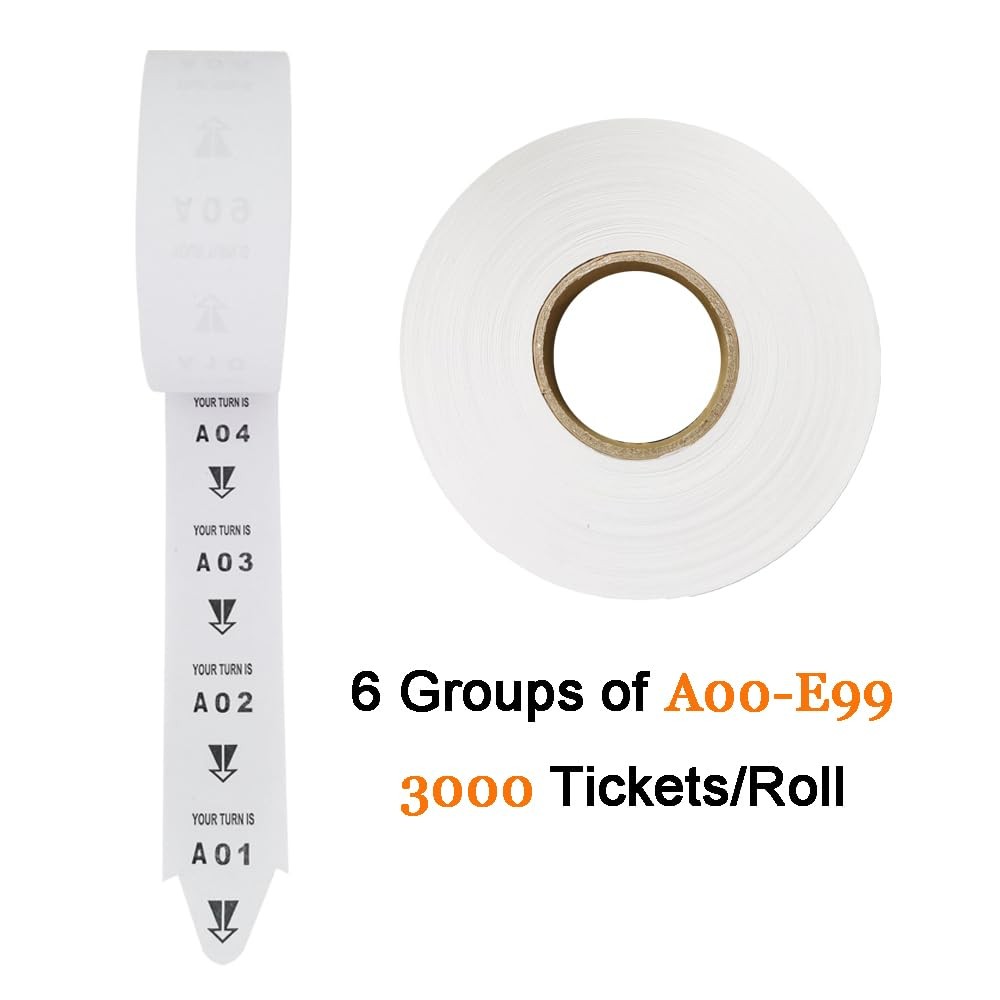 1 Roll Turn O Matic Tickets 2-Digit Take a Number 3000 PCS A01-E99 White