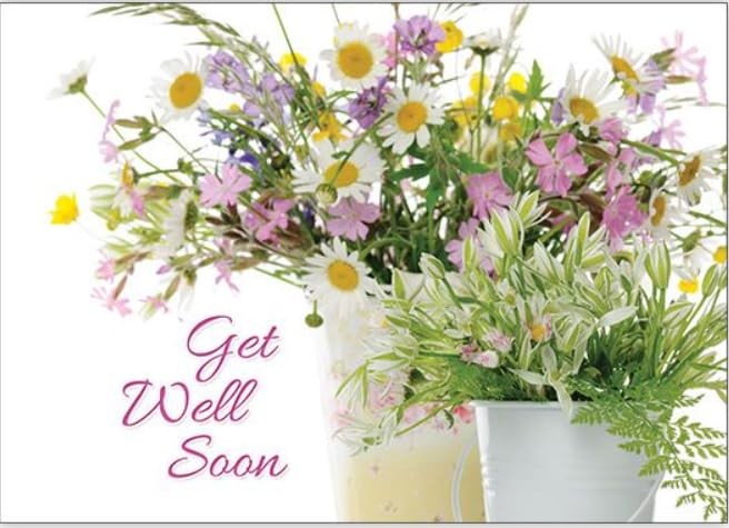 Comfort in God’s Care – Get Well Greeting 4.75 x 6.75 inches, pink and white