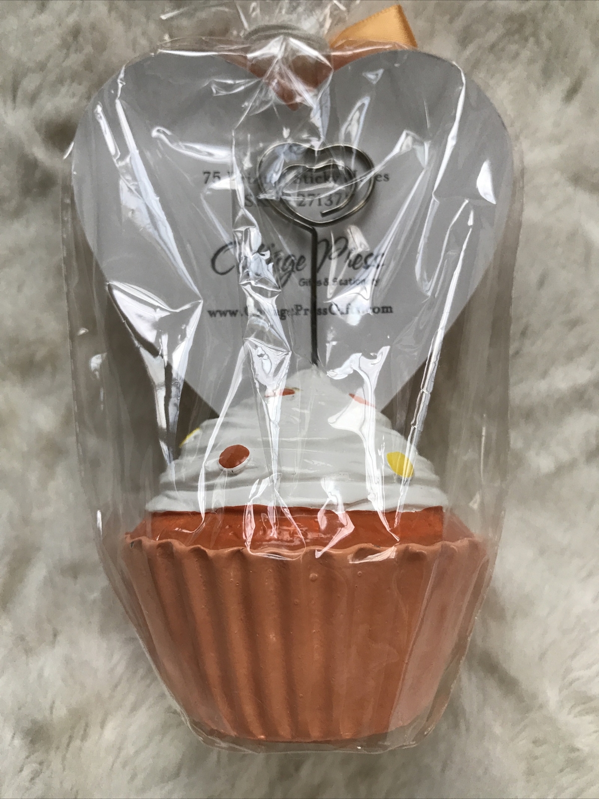 New Lot of 3 Cupcake Photo Holders w/ Memo Pad, 2 Blue, 1 Orange, 5” x 3.5” x 3”