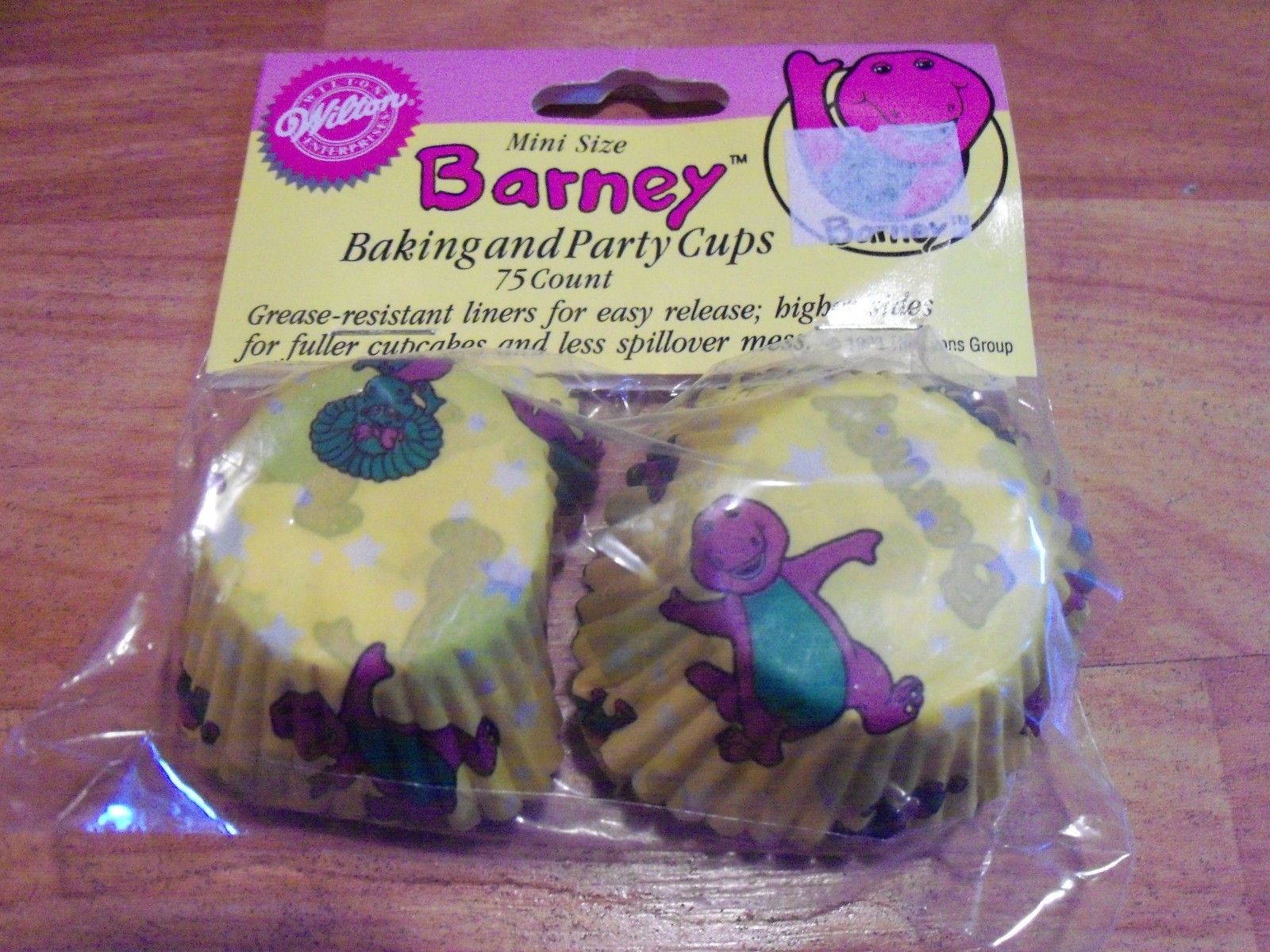 Barney Mini Baking Cups 75ct 1 1/4″ Vintage 1993 Wilton NOS