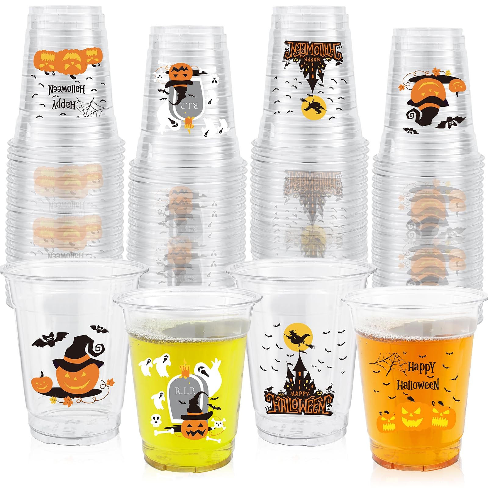 50 Pcs 12OZ Halloween Cups,Halloween Plastic Cups Party standard,