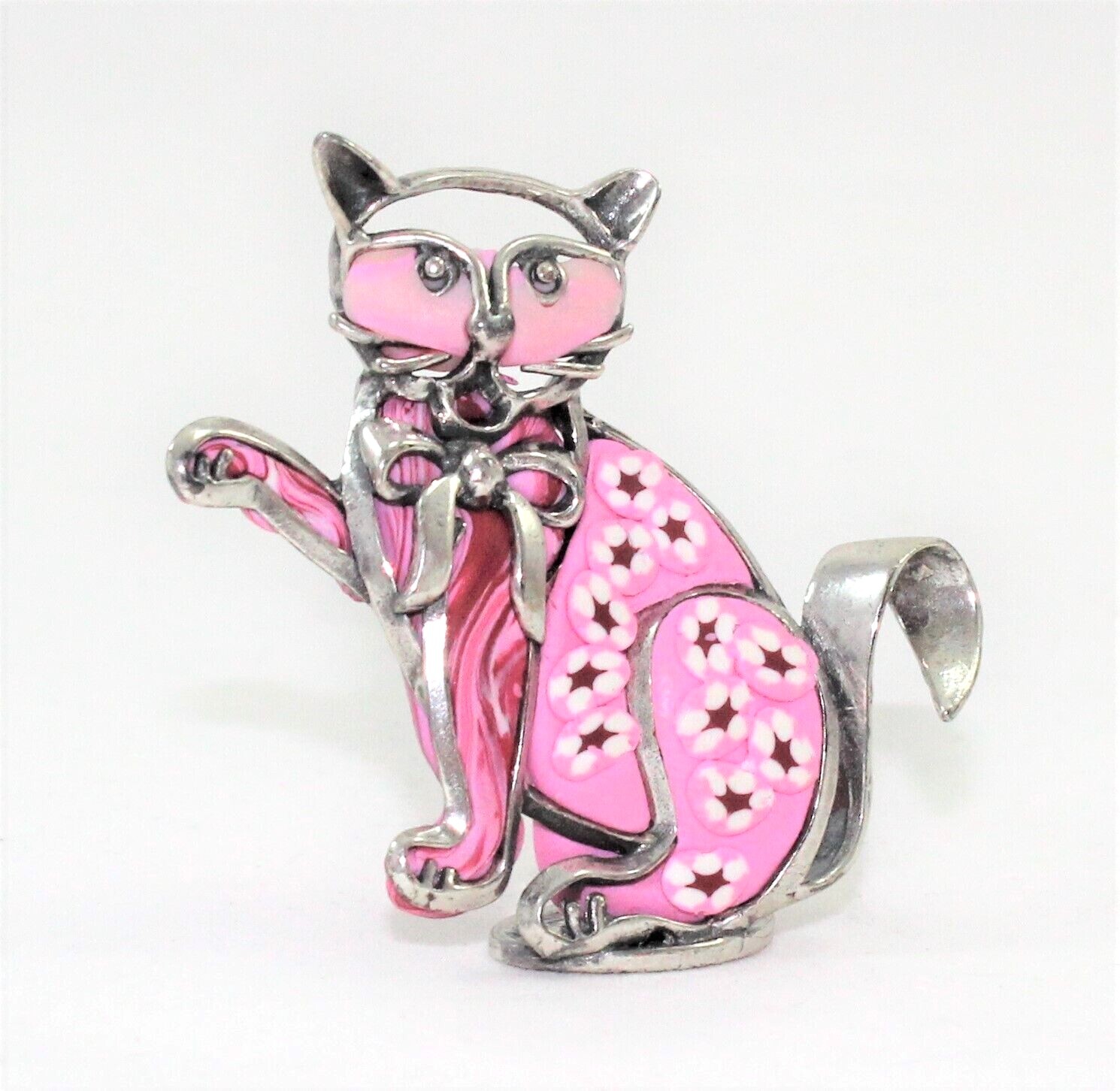 6 Favors Girl Birth Baptism Parties Kitten Elephant Pink in Silver