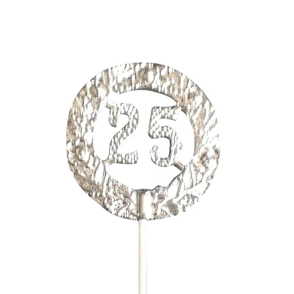 12 pieces 25th Anniversary plastic picks decorations 2.5″ diameter 12″ long