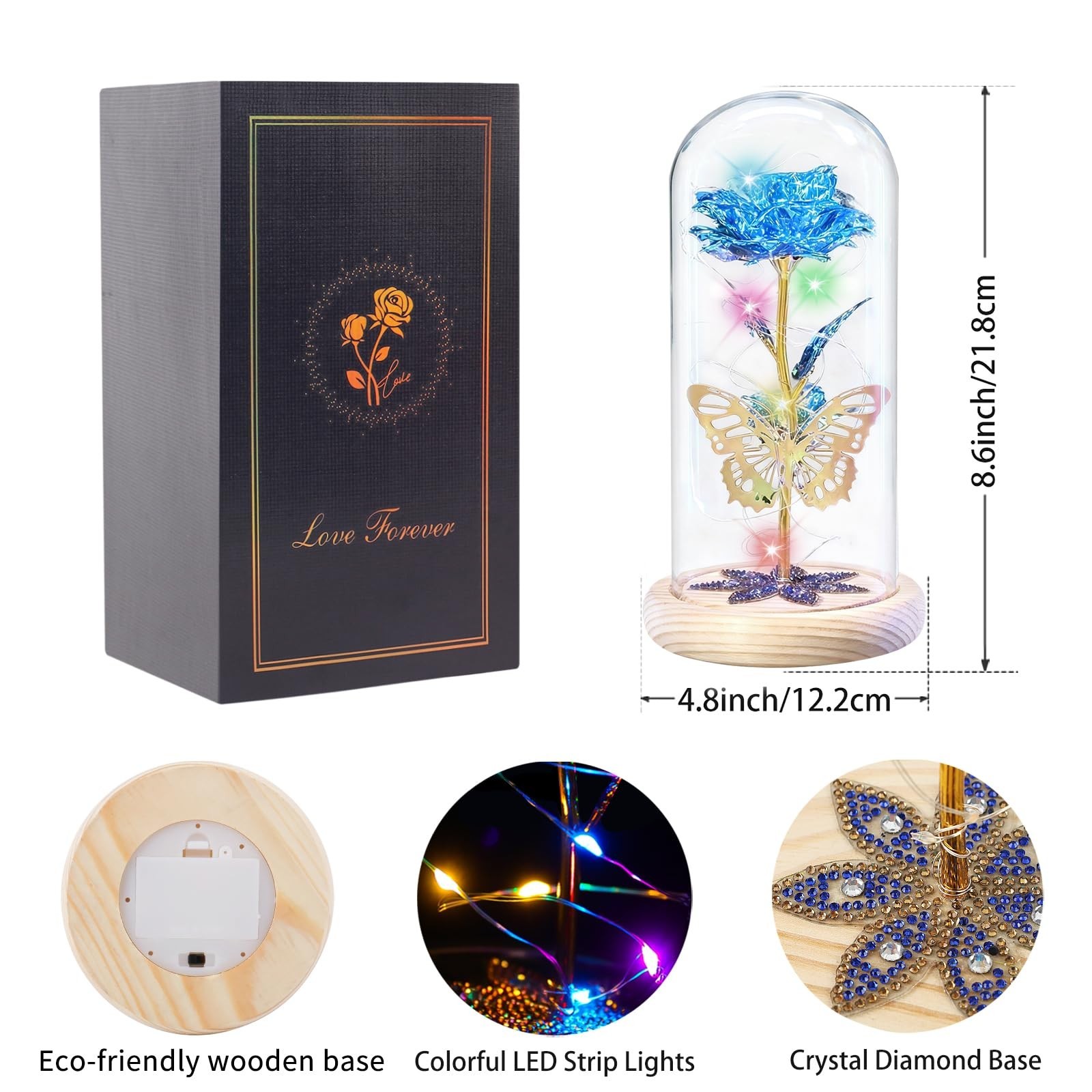 Beferr Mothers Day Rose Gifts for Mom Galaxy Glass Roses Preserved Forever Fl…