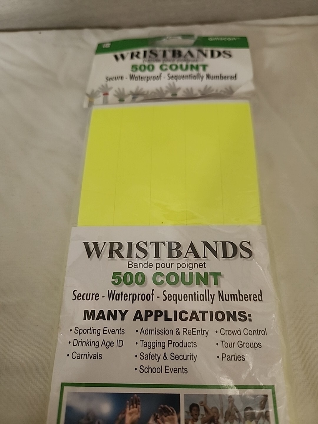 New Wristbands Yellow Numbered Admission Party Clubs Event Bar 500 Pc Lot