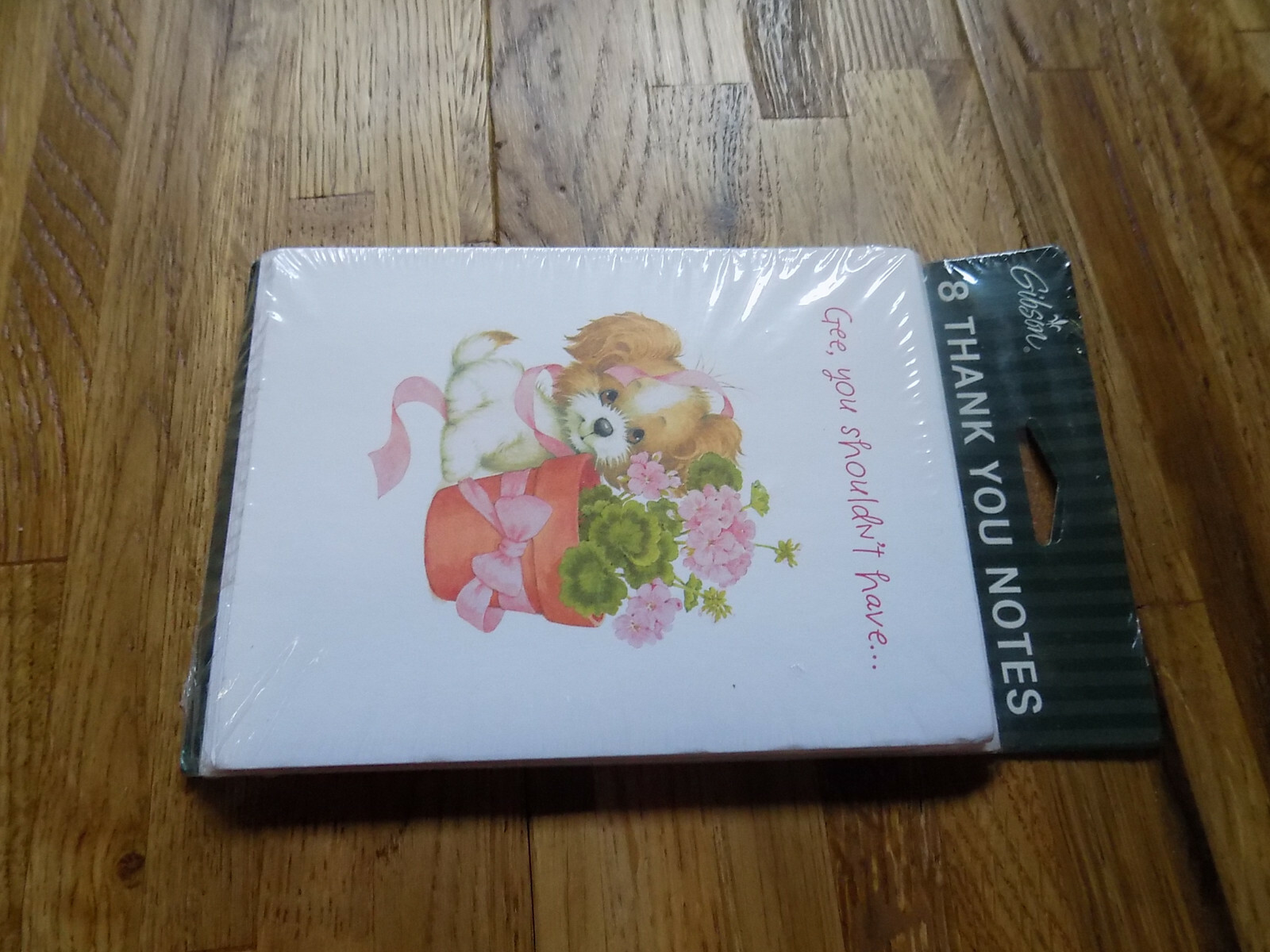 Thank You Notes Gibson 8 SEALED Puppy Flowers