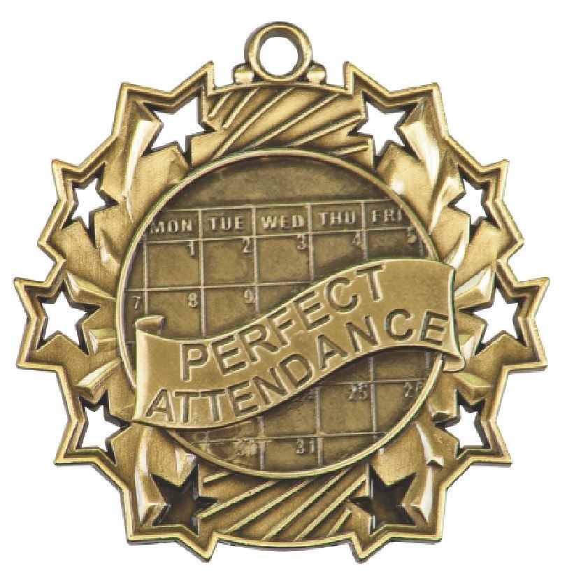 Perfect Attendance Medals Award Trophy W/Free Lanyard FREE SHIPPING TS511