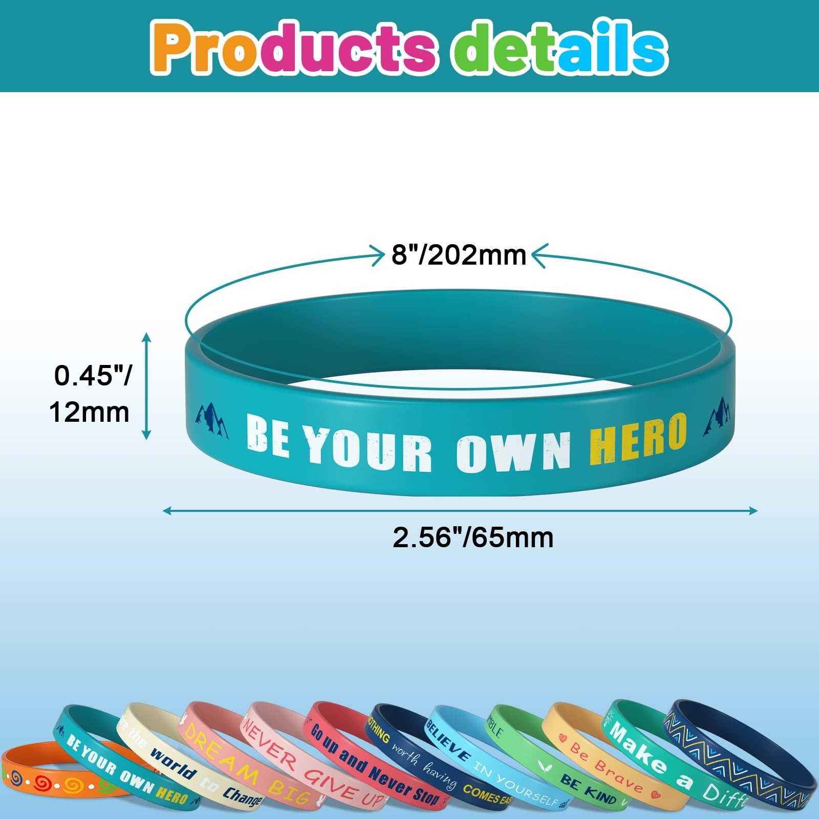120 Pcs Inspirational Silicone Bracelets – Motivational Quote Rubber Wristbands,