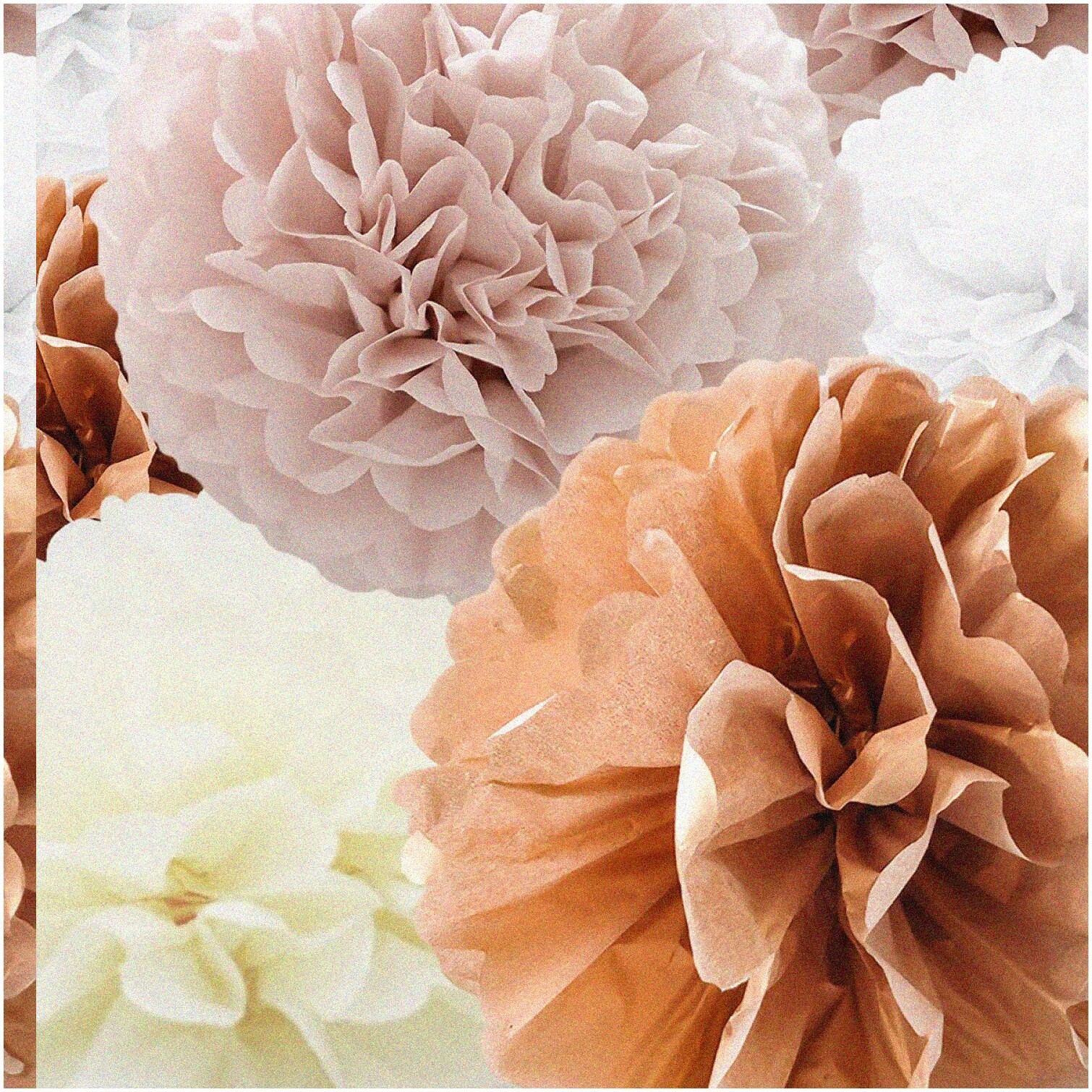 22-Piece Pink and Ivory Tissue Pompom Bouquet