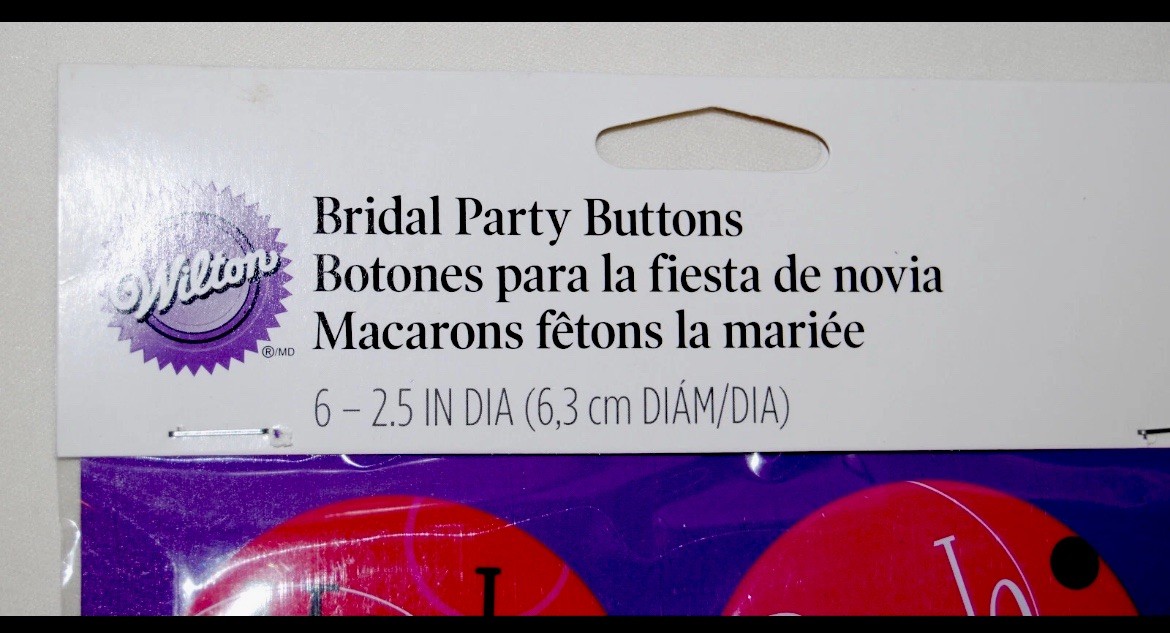 New Wilton 6-Pc Pink and Black Bachelorette Bridal Party Button Set