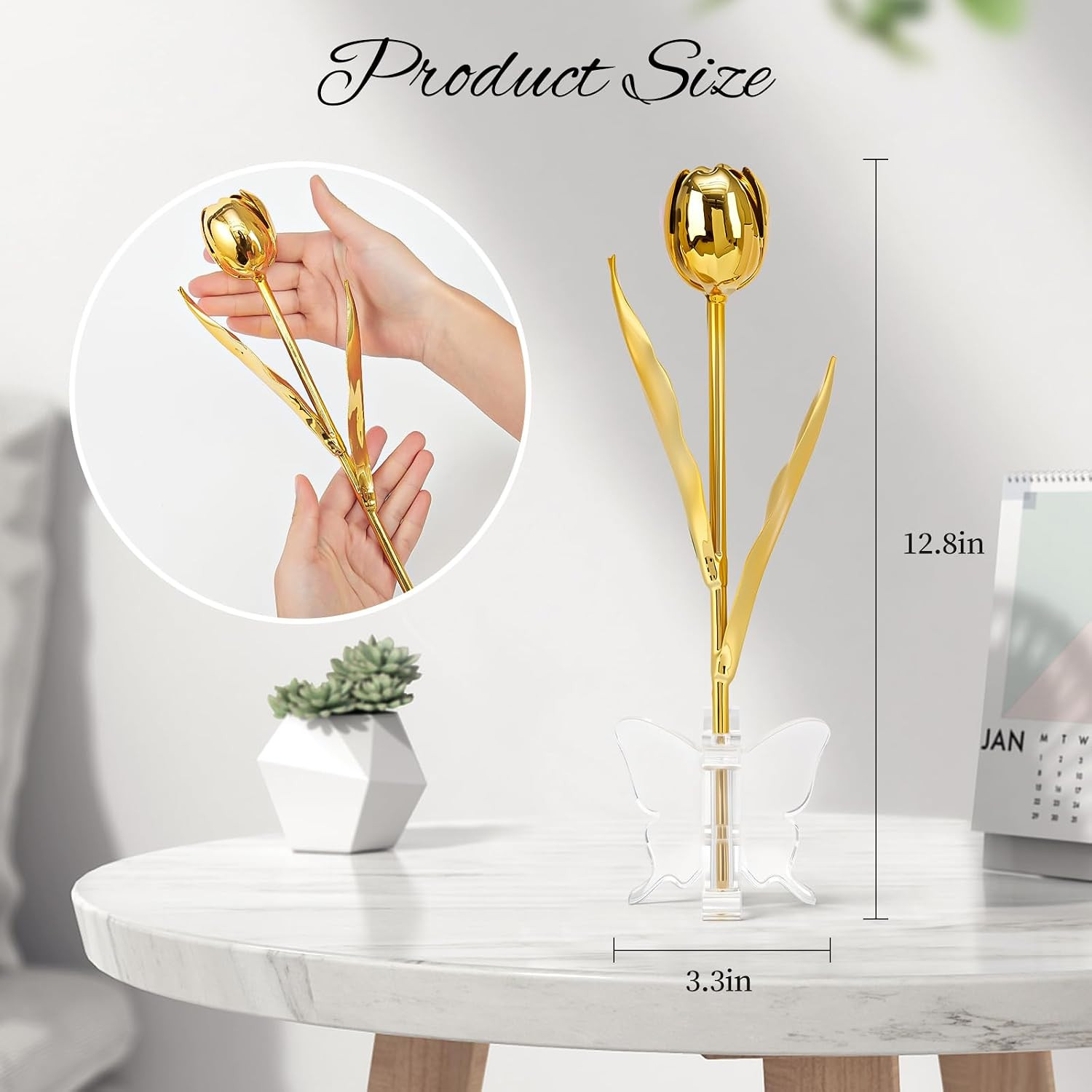24K Gold Dipped Tulip – Royal Pure Gold, Luxury Book-Style Gift Box & Butterfly