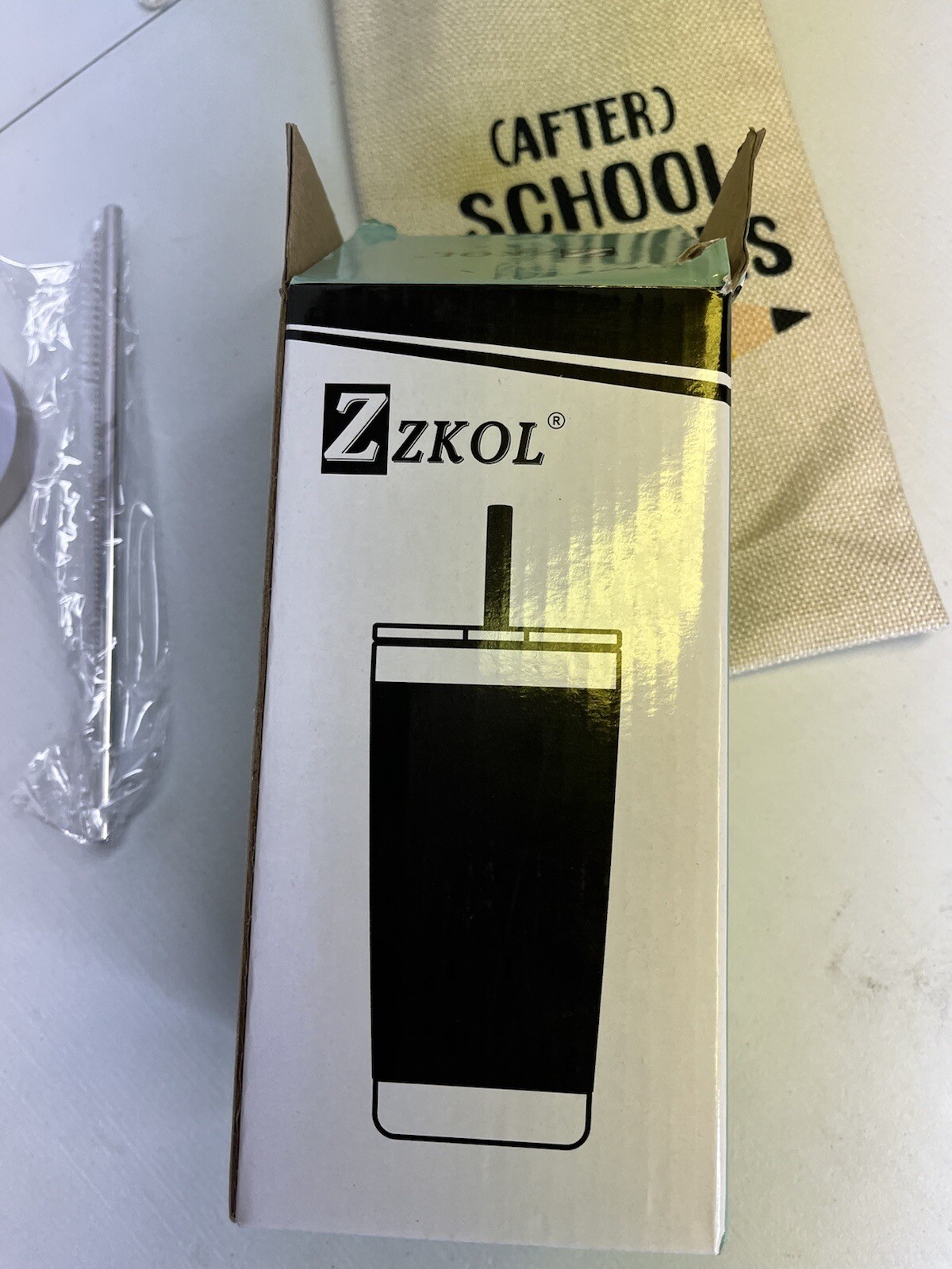 ZZkol Teacher Travel Insulated Tumbler Lid Straw 20 oz & School Wine Gift Bag