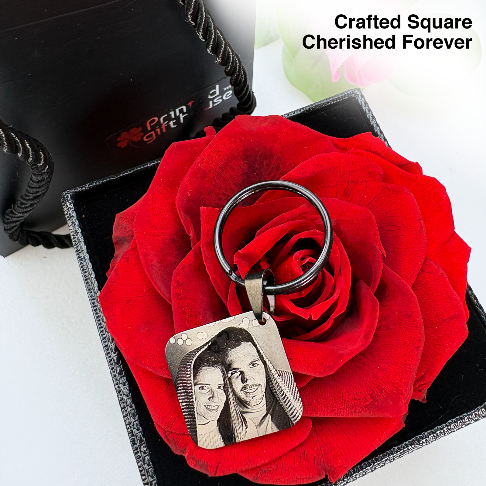 Personalised Engraved Keyring, Custom Photo Keychain Gift For Mum, Dad, Him, Her