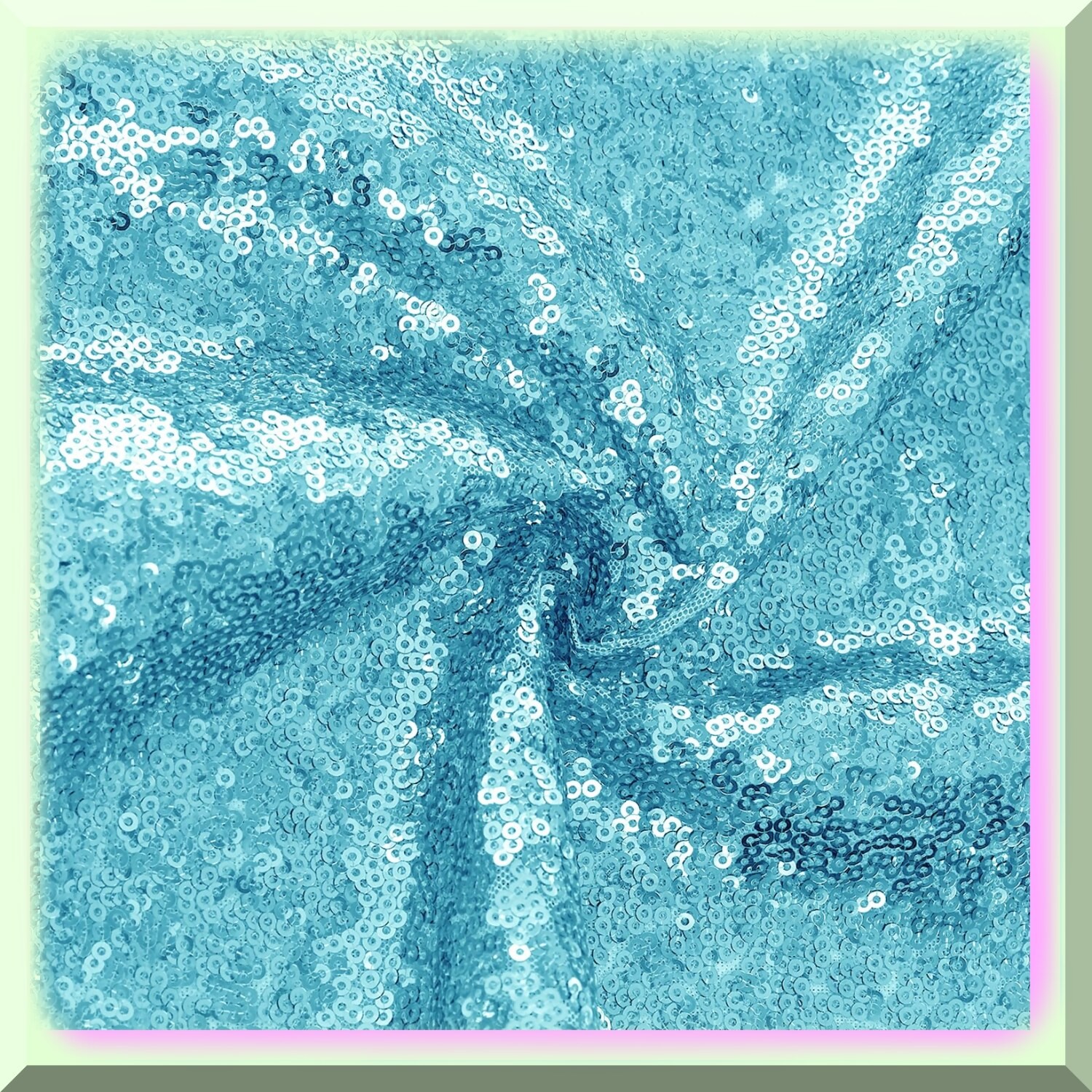 Turquoise Sequin Round Party Tablecloth