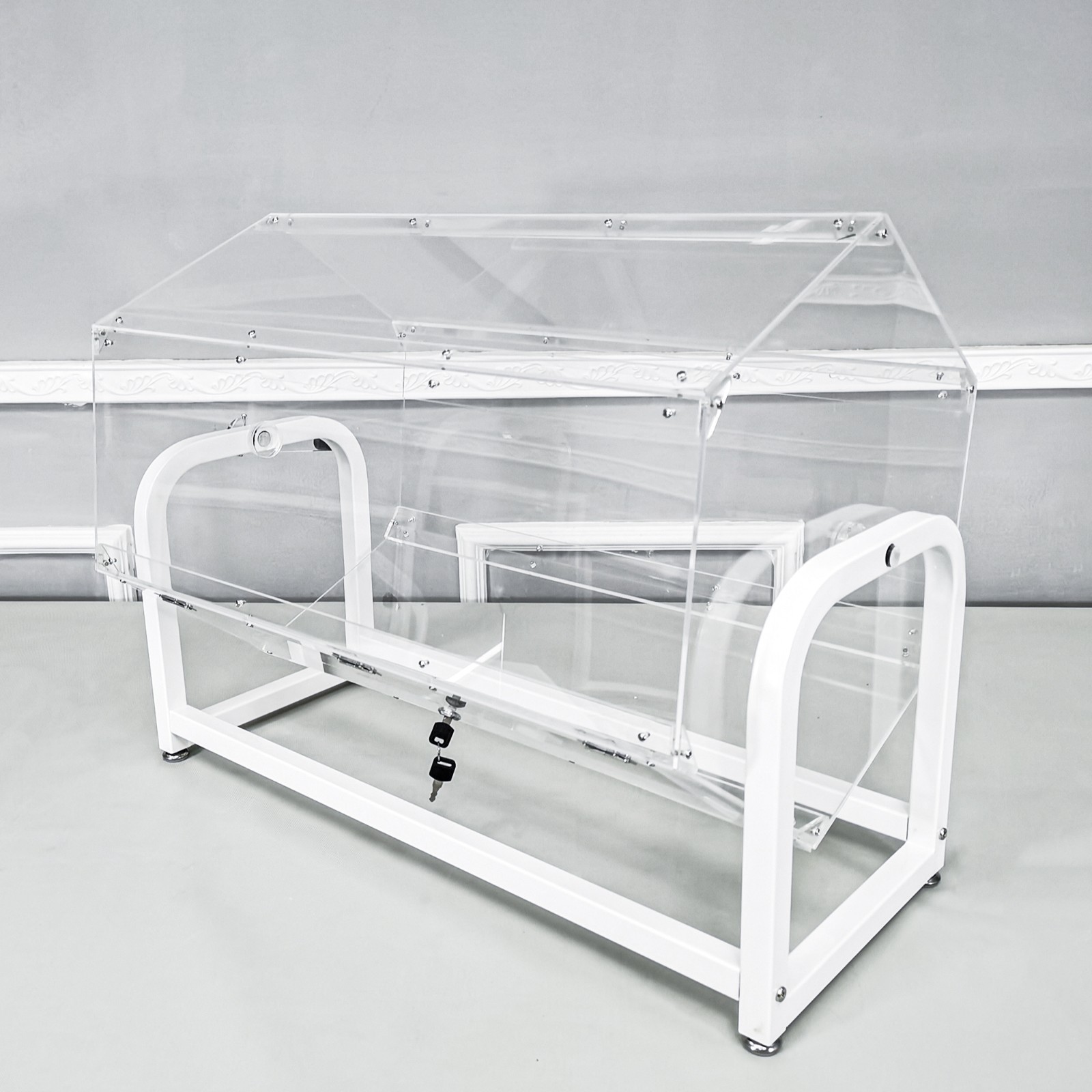 30x18x20″ large Clear Acrylic Raffle Drum Metal Stand, Lucky Draw Ticket Box