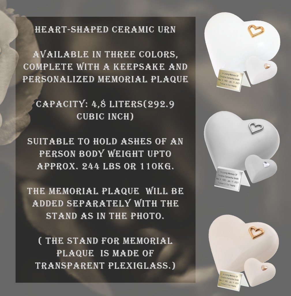 Modern Adult Cremation urn for Ashes Funeral urn Unique Memorial -Heart urn