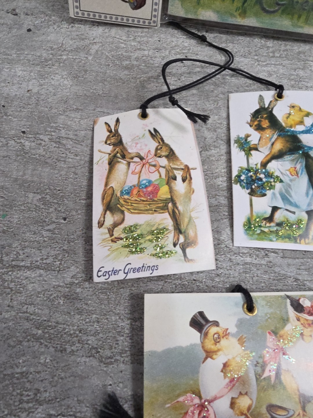7 Easter Vintage Victorian Bunnies Eggs Cardstock Gift Hang Tags Wall Decor