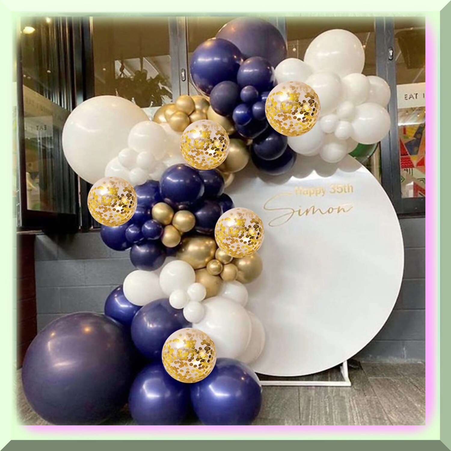Navy Blue and Gold Balloon Garland Kit 131 Pieces
