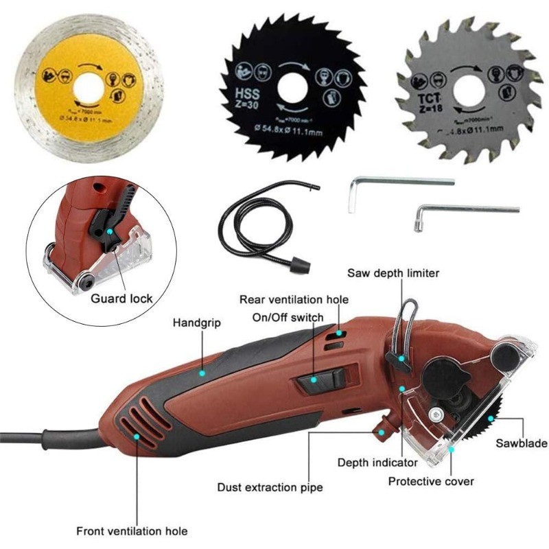 Multifunction Mini Circular Saw Machine Set, 400W High Powered Cordless Circular