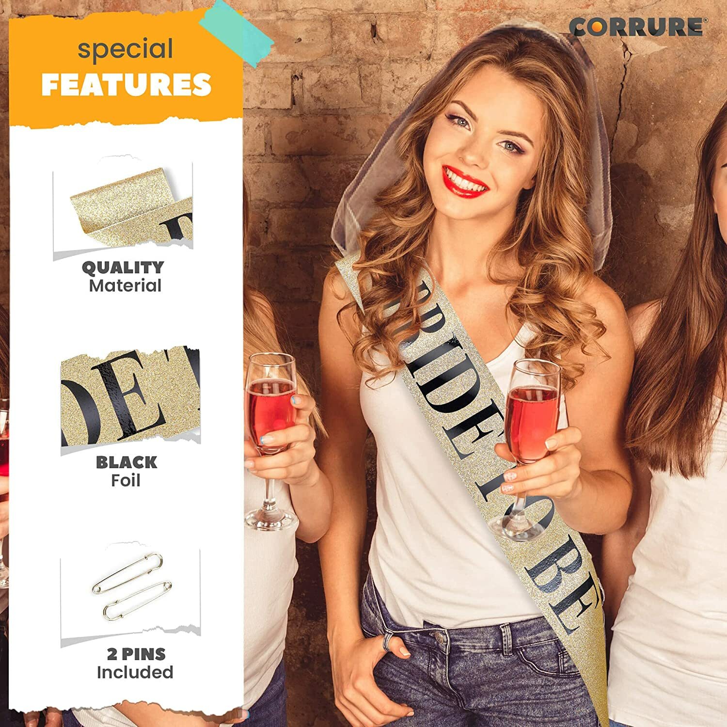 ‘Bride to Be’ Sash for Bachelorette Party – Bridal Shower Gold Glitter Sash