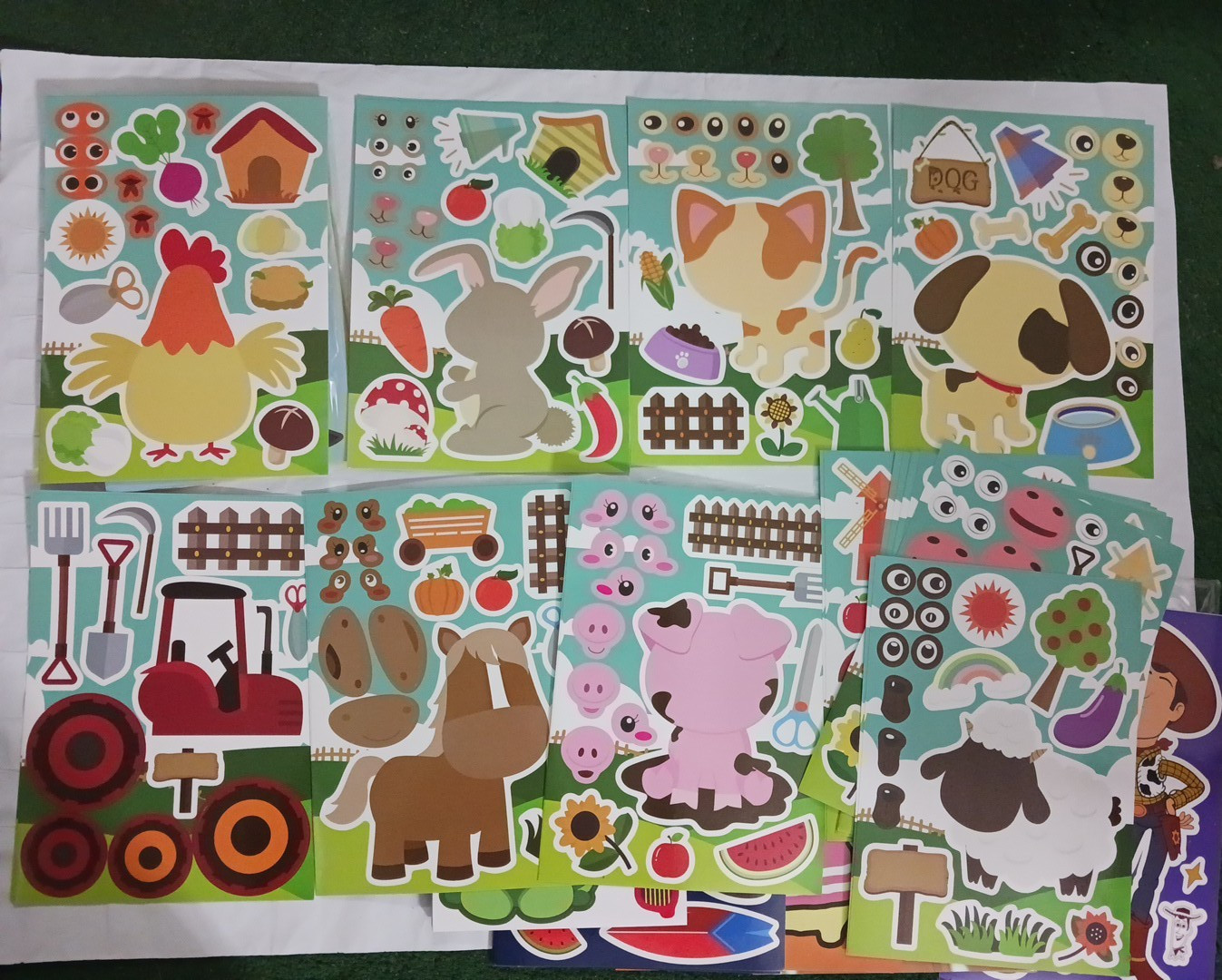 Stickers. 147 sticker sheets. farm animals, toy story, sharks + more. kids party