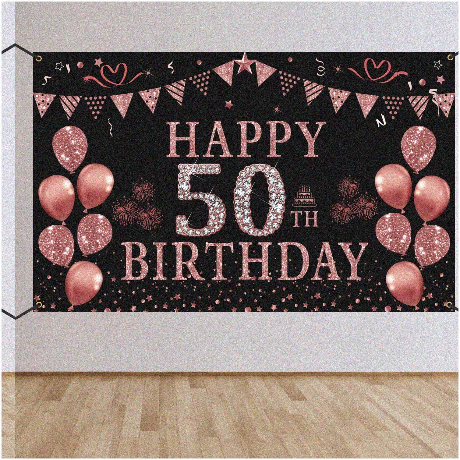 Rose Gold 50th Birthday Celebration Backdrop