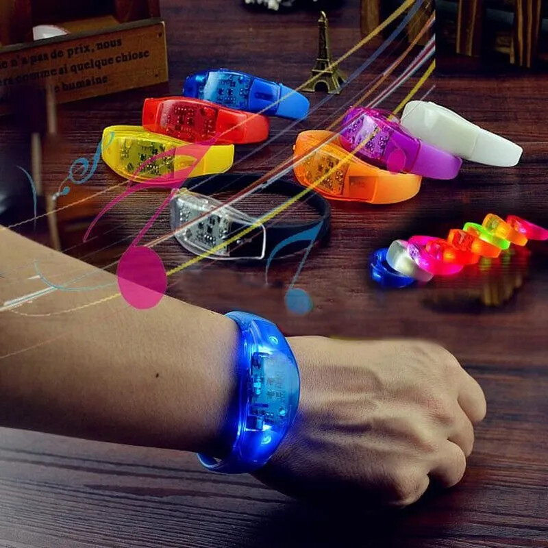 8x Voice Control Silicone LED Bracelet Sound Activated Glow Bracelet Party Club