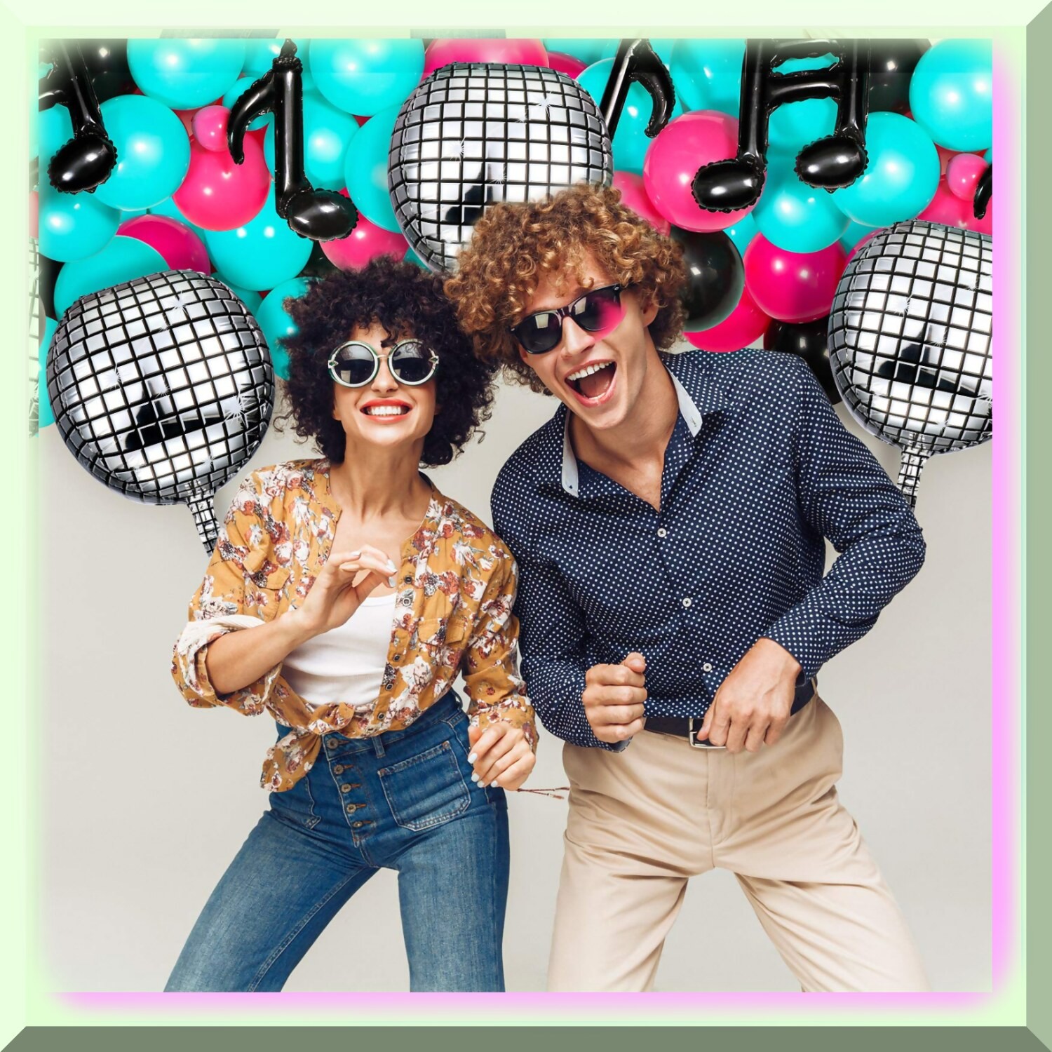 Party Kit with Disco Ball and Colorful Latex Balloons