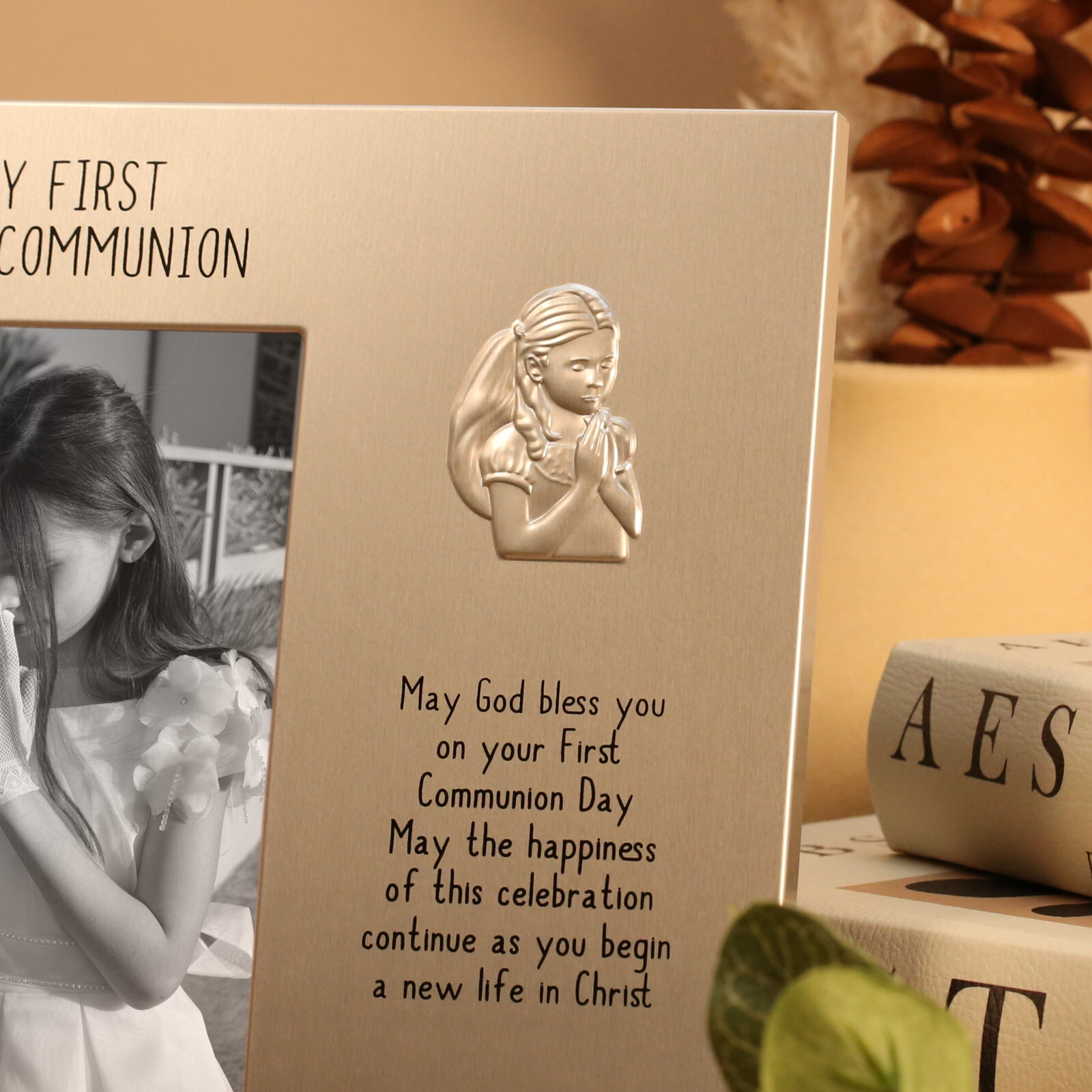 First Holy Communion Gift For a Girl, Engraved Girl’s 1st Communion Photo Frame