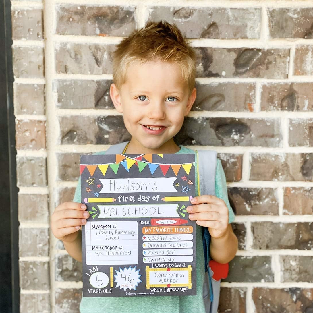 First Day of School Board – 10 Double-Sided First and Last Day Boards, 8X10 Back