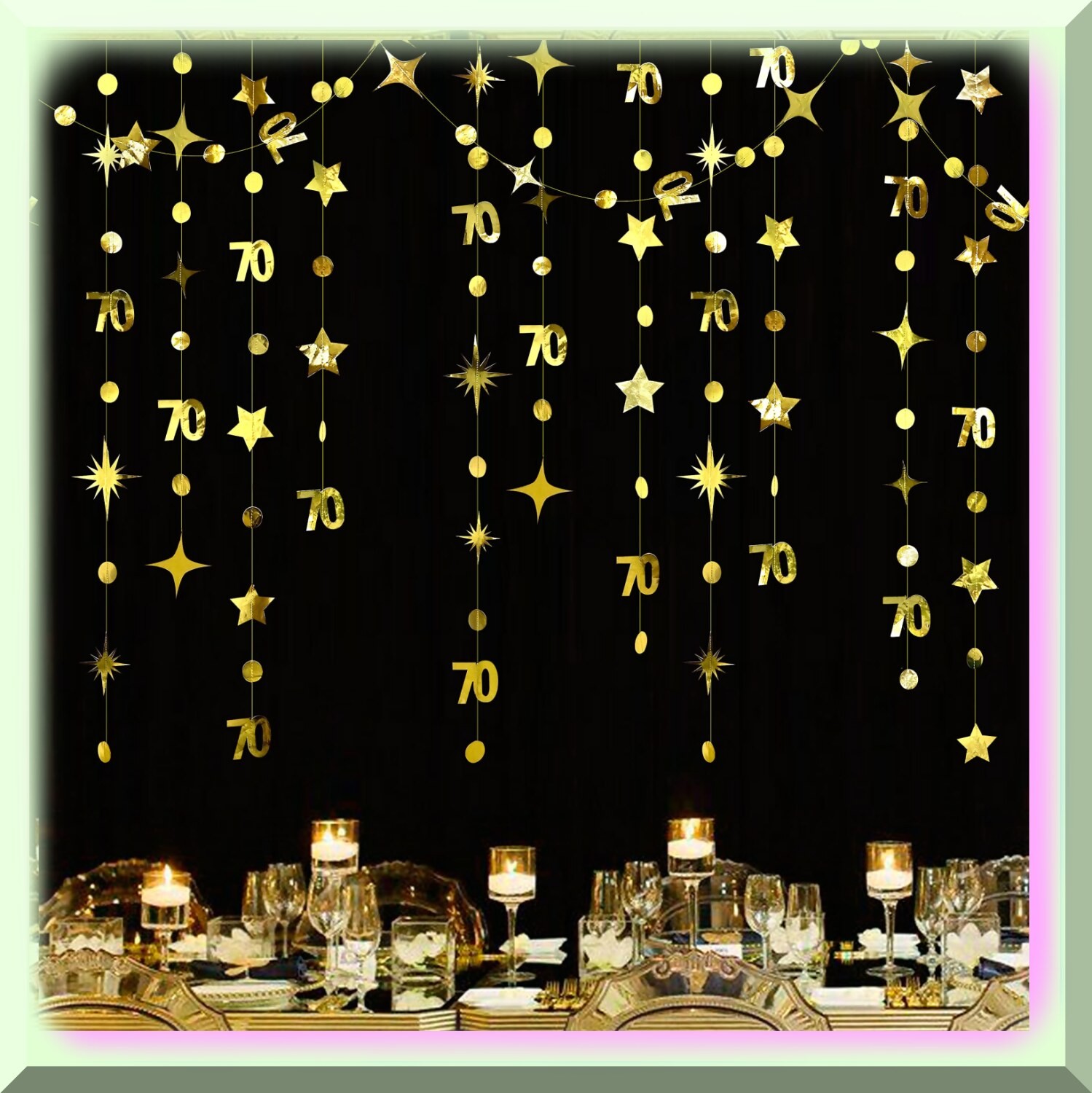 Golden Starry 70th Birthday Celebration Decorations